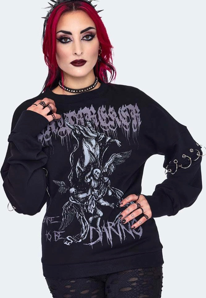 Jawbreaker - Oversized Printed Black - Sweater | Women-Image