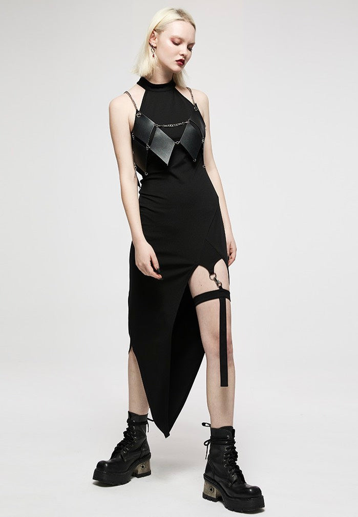 Punk Rave - Pagan Heart Halterneck With Garter Black Print - Dress | Women-Image