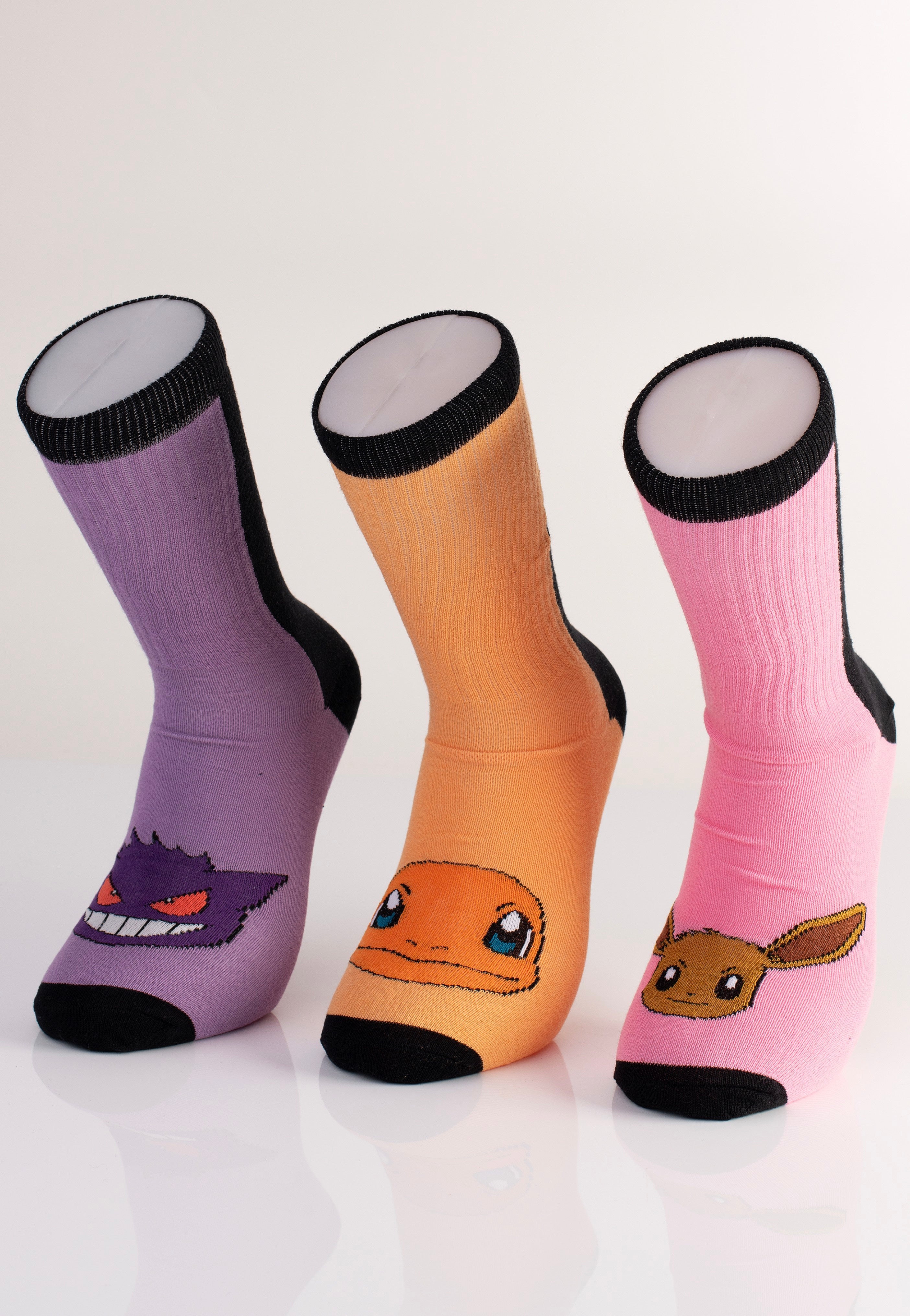 Pokémon - Gengar Charmander & Eevee 3 Pack Multicolored - Socks | Neutral-Image