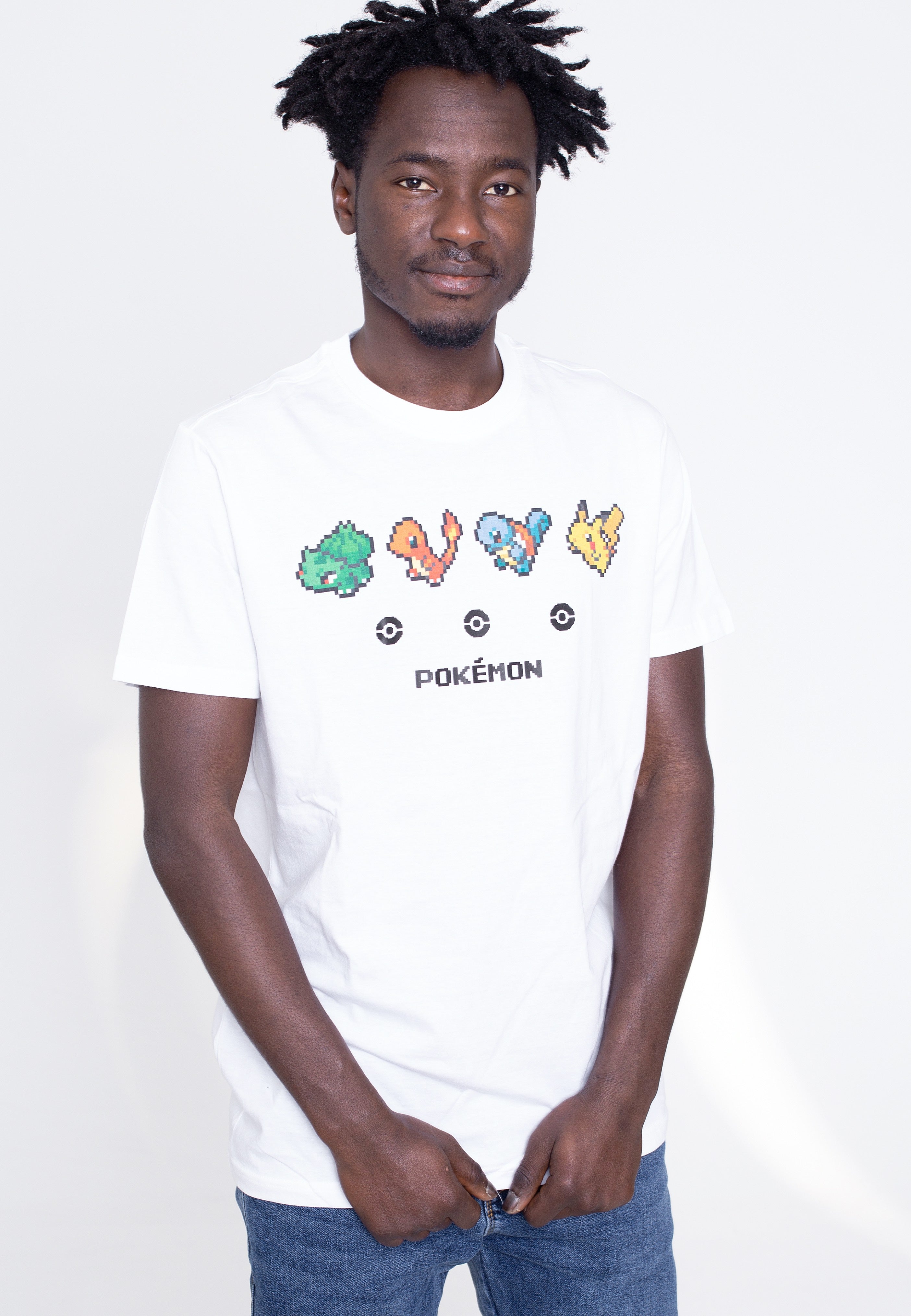 Pokémon - Pixel Starters White - T-Shirt | Men-Image