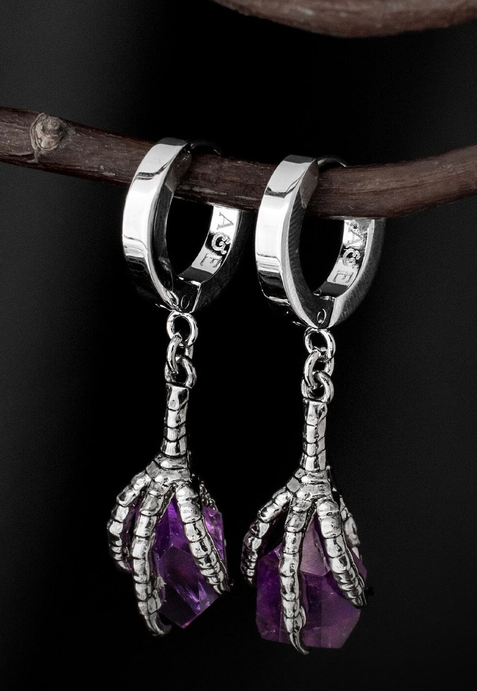 Ask & Embla - Quill Smoky Claw Purple - Earrings | Neutral-Image