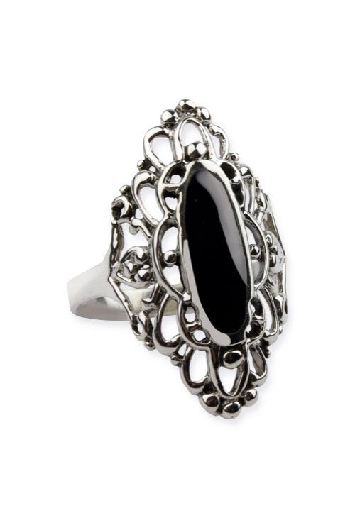 etNox - Big Black Ornament Silver - Ring | Neutral-Image