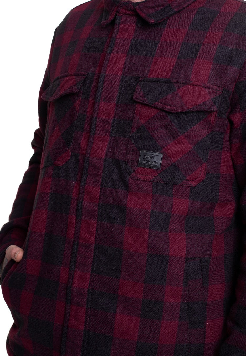 Vintage Industries - Craft Heavyweight Sherpa Burgundy Check - Jacket | Men-Image