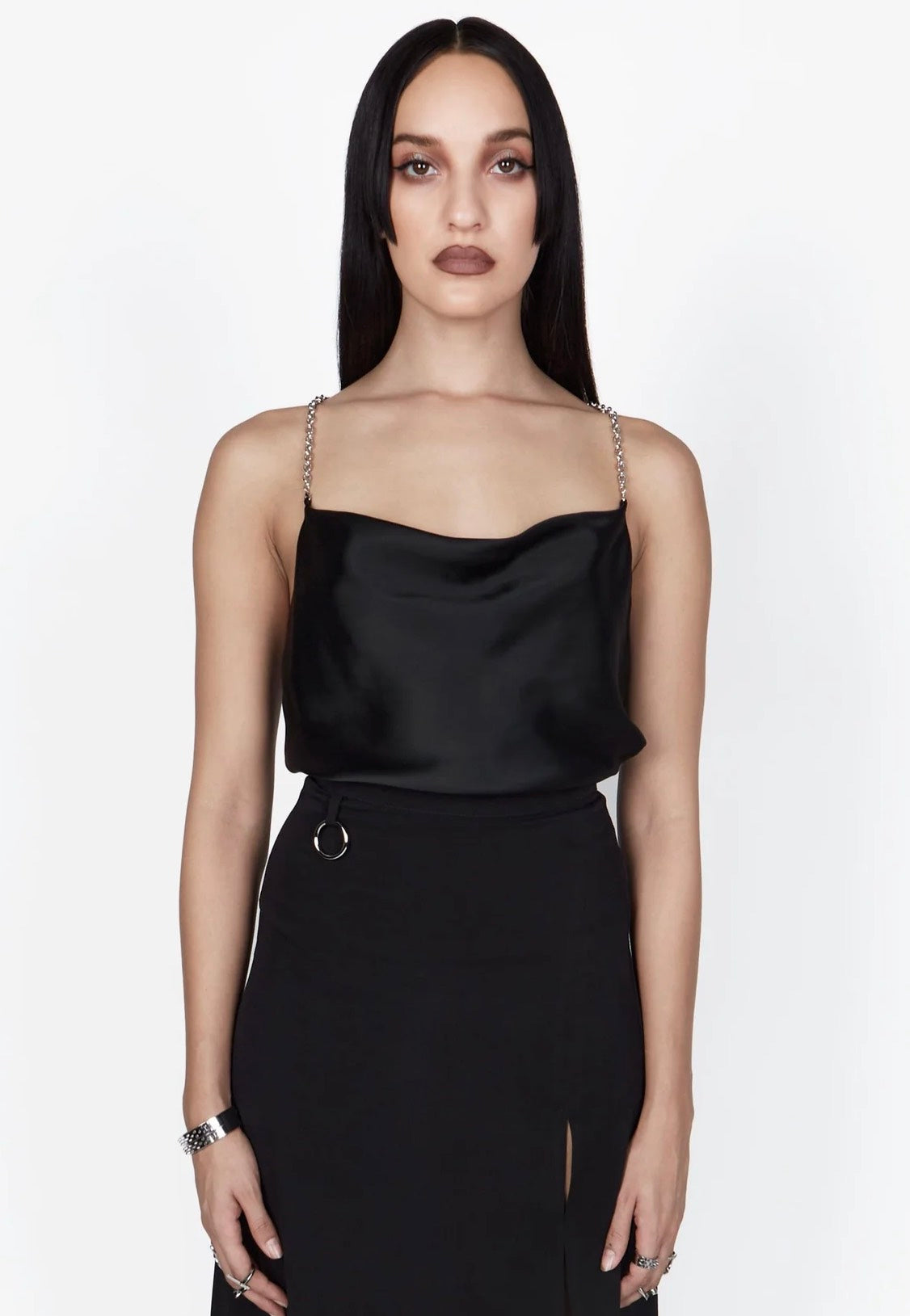 Mary Wyatt - Rayne Cowl Neck Chain Black - Top | Women-Image