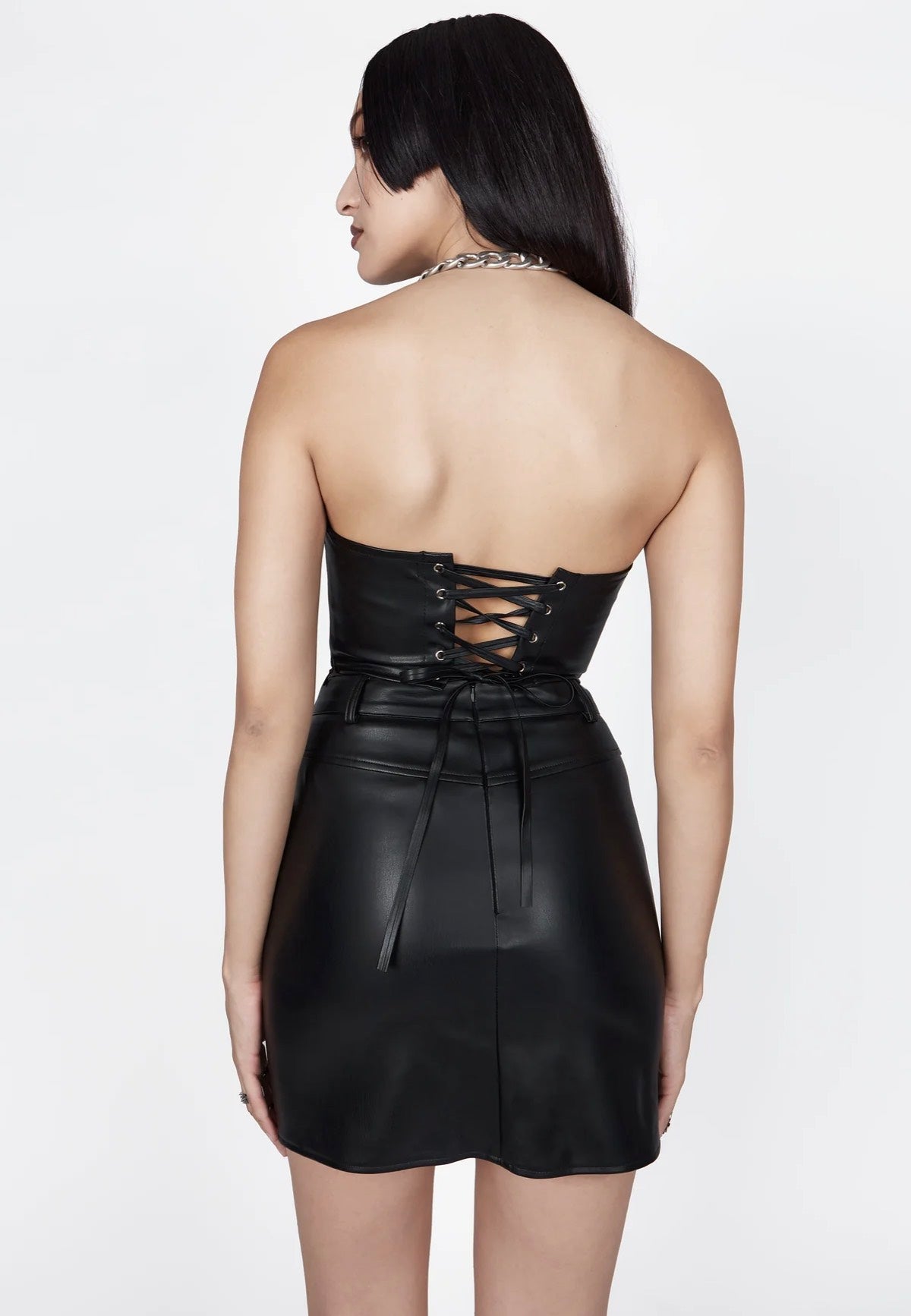 Mary Wyatt - Selene Faux Leather Lace-Up Corset - Top | Women-Image