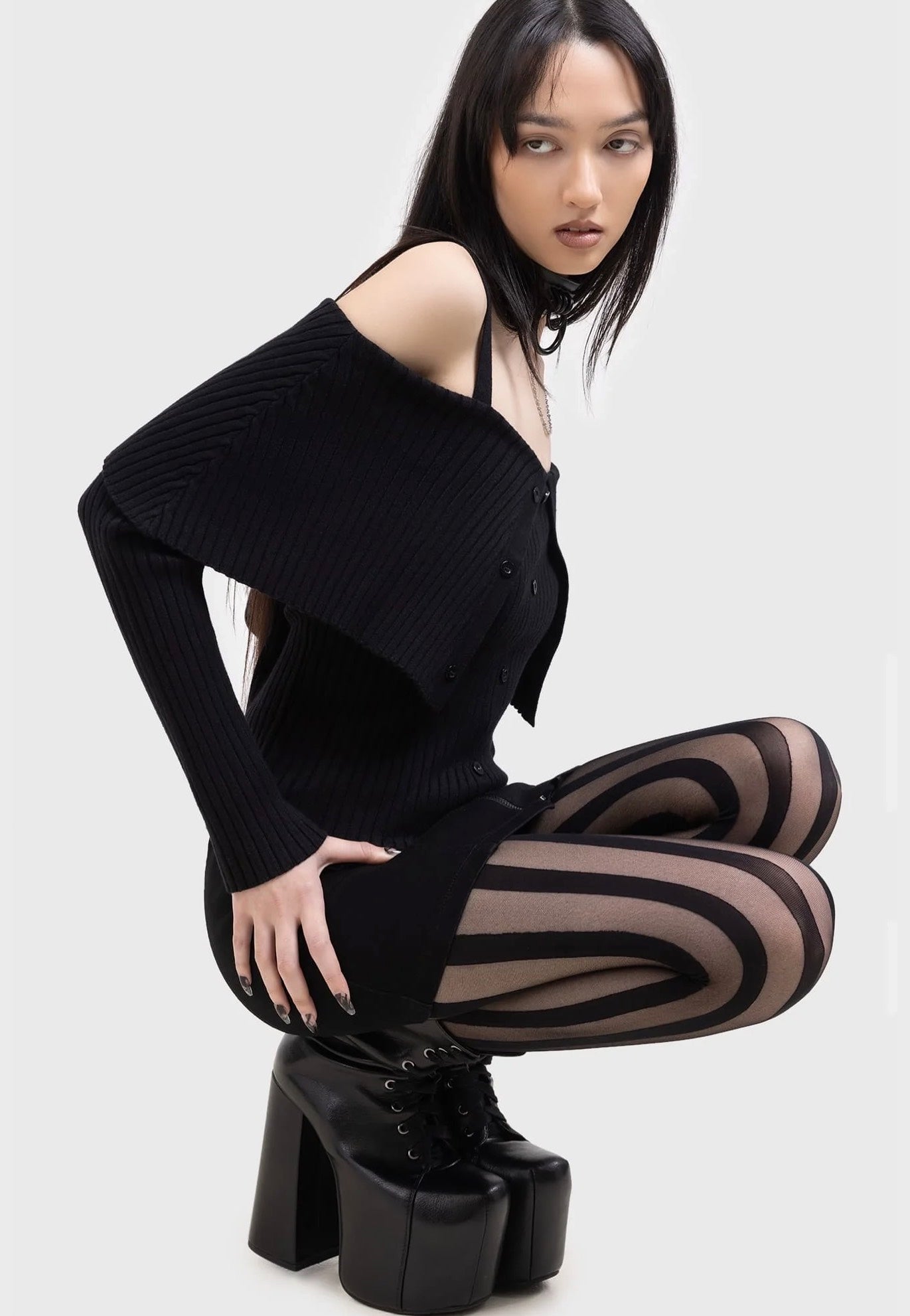 Killstar x Kihilist - Mesmestripe Black - Tights | Women-Image