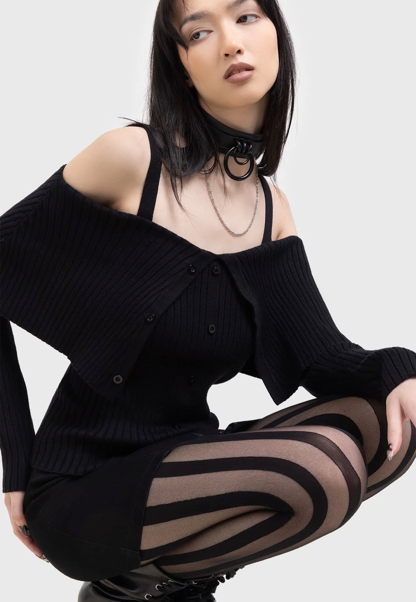 Killstar x Kihilist - Mesmestripe Black - Tights | Women-Image