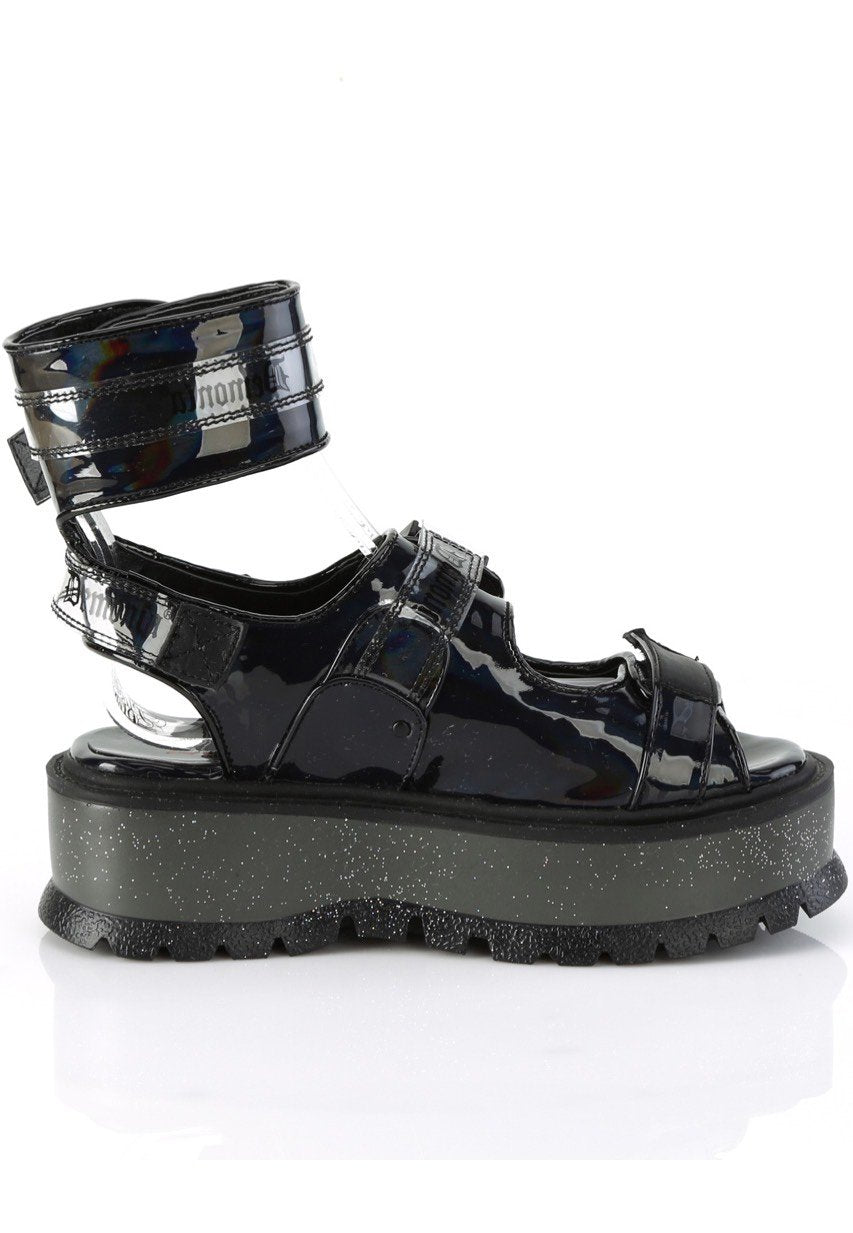 DemoniaCult - Slacker 15B Black Holo Pat - Girl Sandals | Women-Image