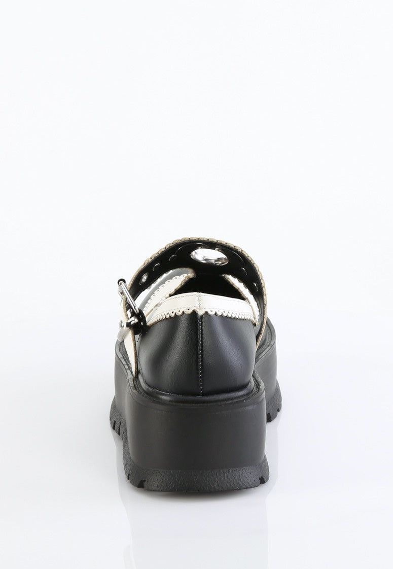 DemoniaCult - Slacker 23 Black/White Vegan Leather - Girl Sandals | Women-Image