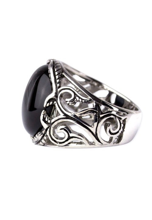 etNox - Big Black Ornament Silver - Ring | Neutral-Image