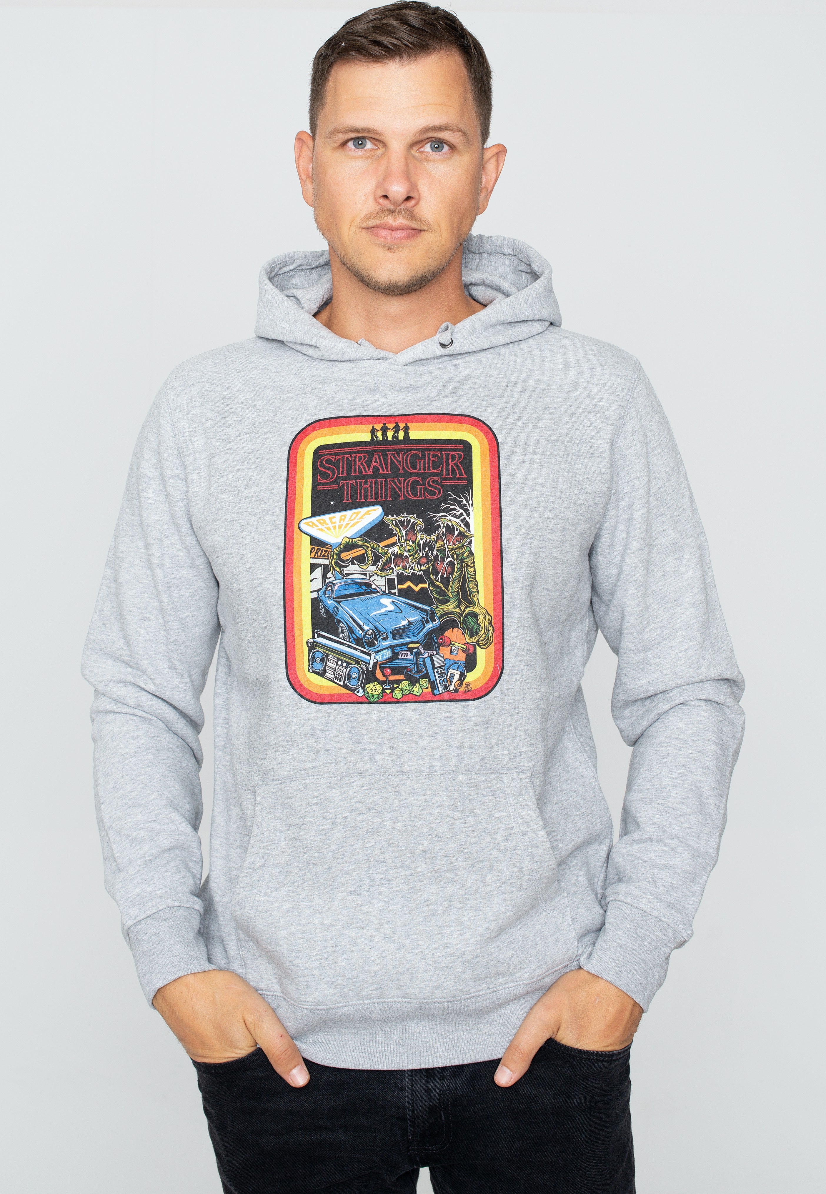 Stranger Things - Retro Mash Heather Grey - Hoodie | Men-Image