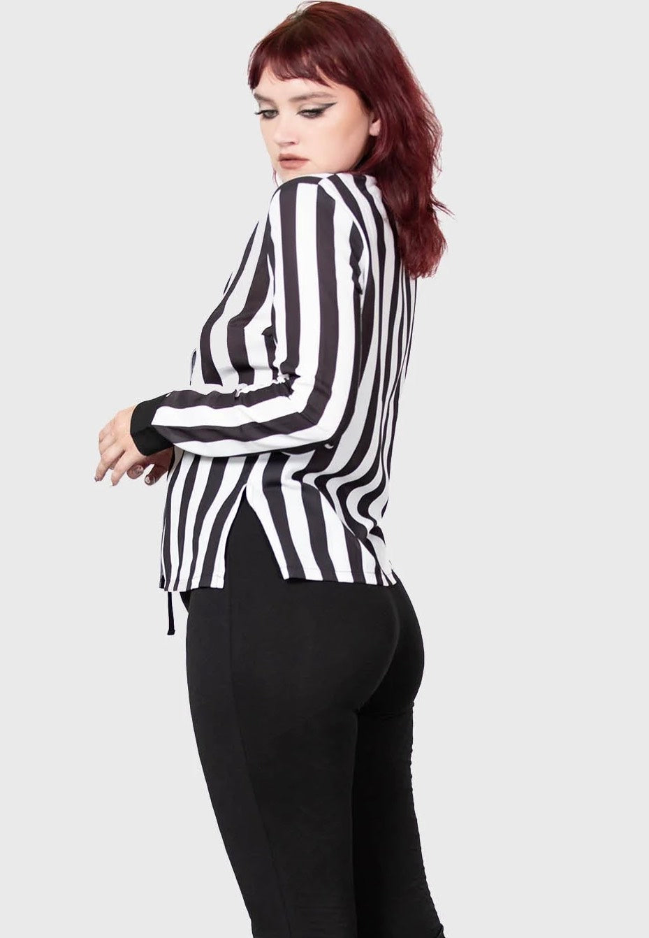 Killstar - Stripe Down Shirt Black - Blouse | Women-Image