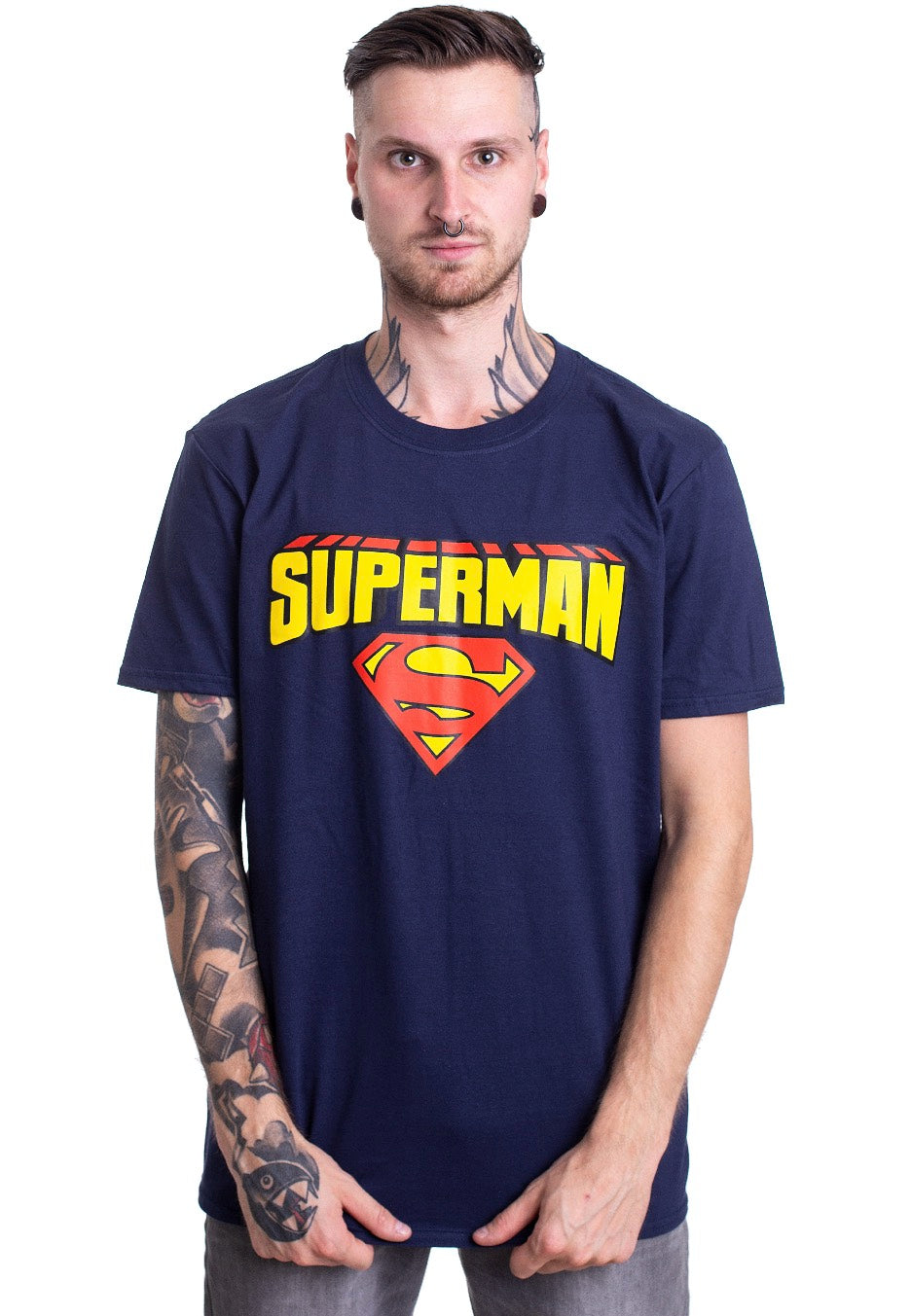 Superman - Blockletter Logo Blue - T-Shirt | Men-Image