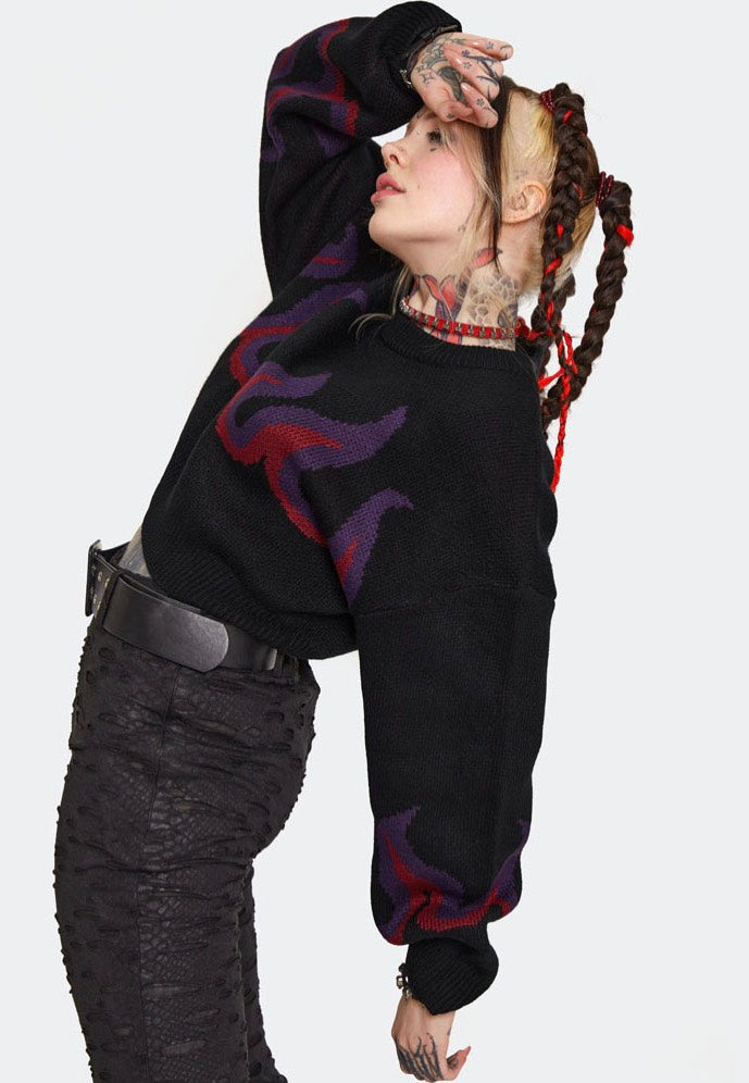 Jawbreaker - Dark Flame Chunky Cropped Black - Pullover | Women-Image