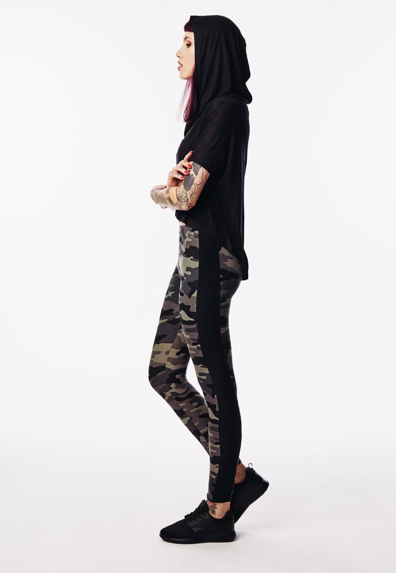 Urban Classics - Ladies Stripe Woodcamo/Black - Leggings | Women-Image