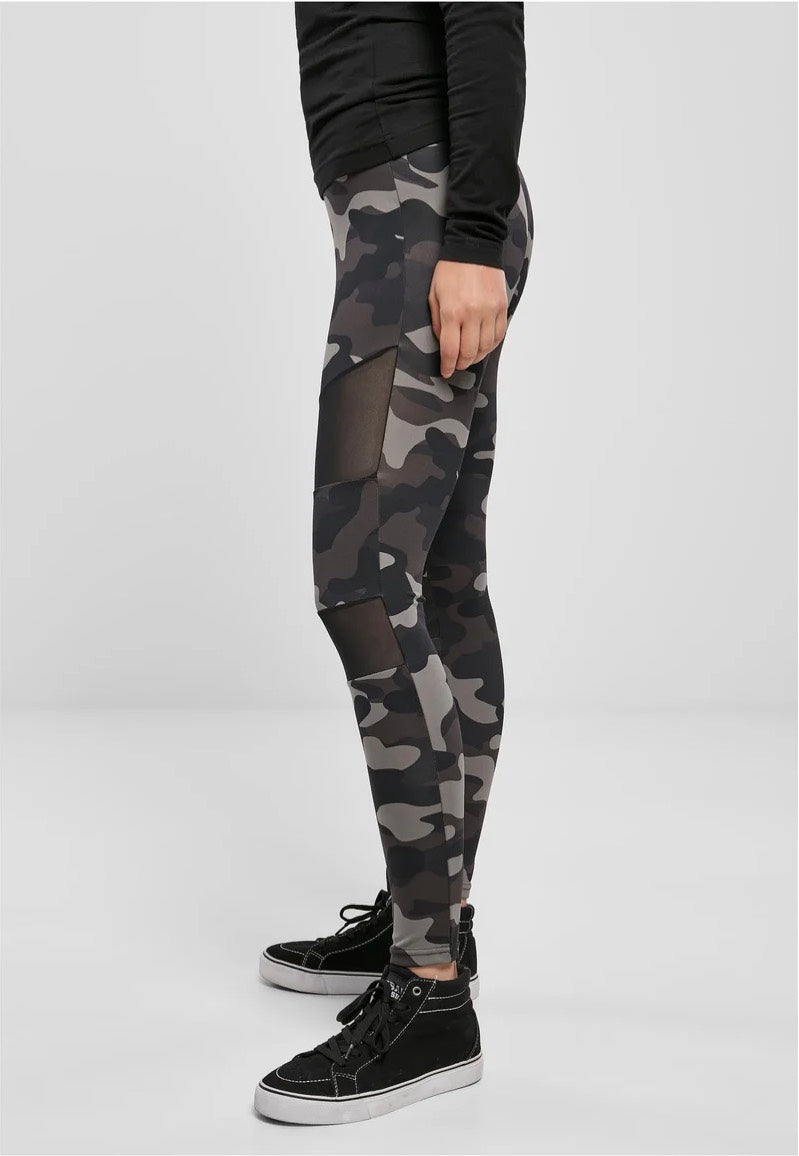 Urban Classics - Ladies Tech Mesh Darkcamo/Black - Leggings | Women-Image