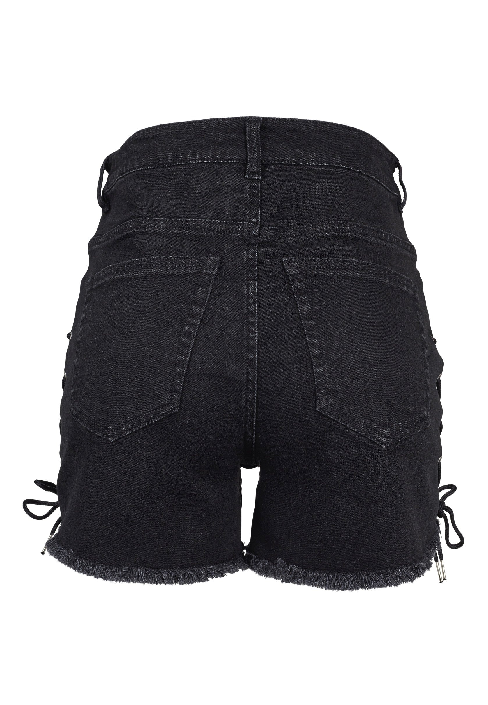 Urban Classics - Highwaist Lace Up Black Washed - Shorts | Women-Image