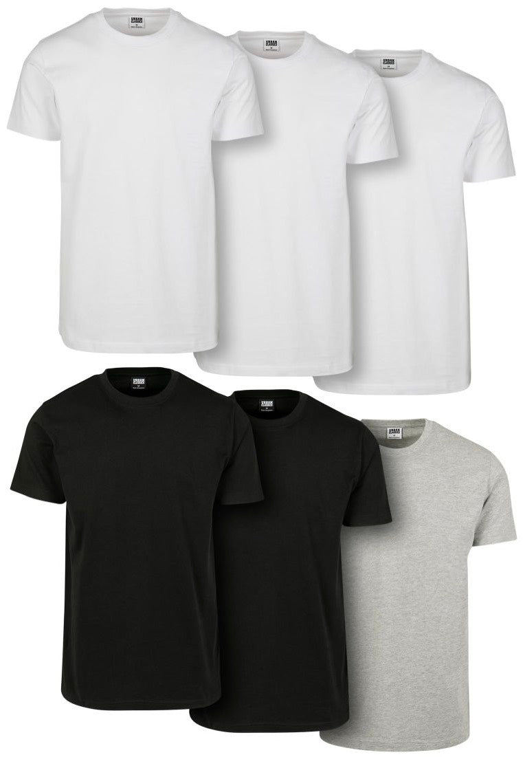 Urban Classics - Basic Pack Of 6 Wht/Wht/Wht/Blk/Blk/Gry - T-Shirt | Men-Image