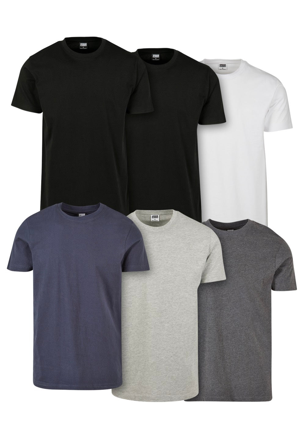 Urban Classics - Basic Pack Of 6 Blk/Blk/Wht/Nvy/Hthrgry/Chrcl - T-Shirt | Men-Image