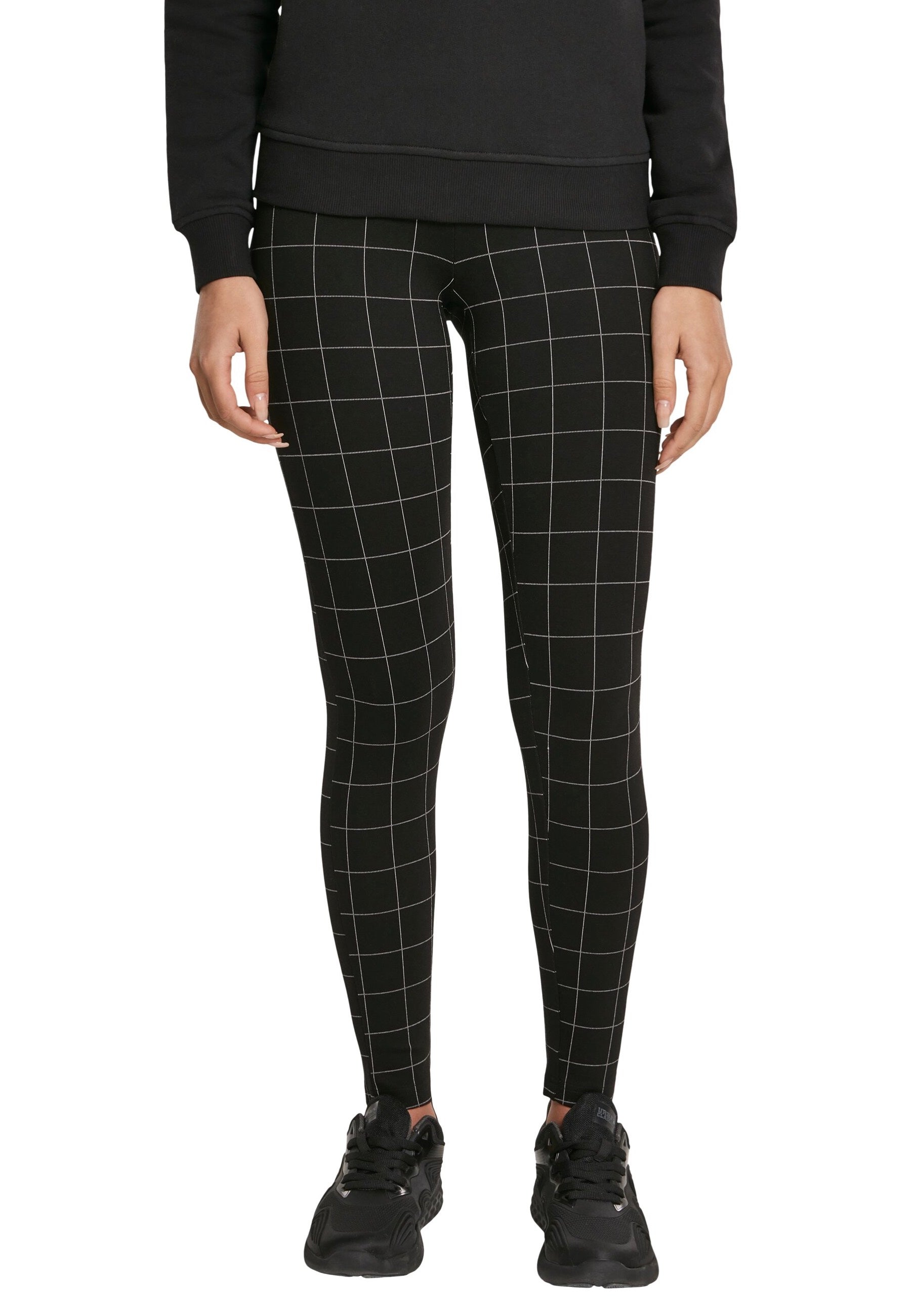 Urban Classics - Check High Waist Black/White - Leggings | Women-Image