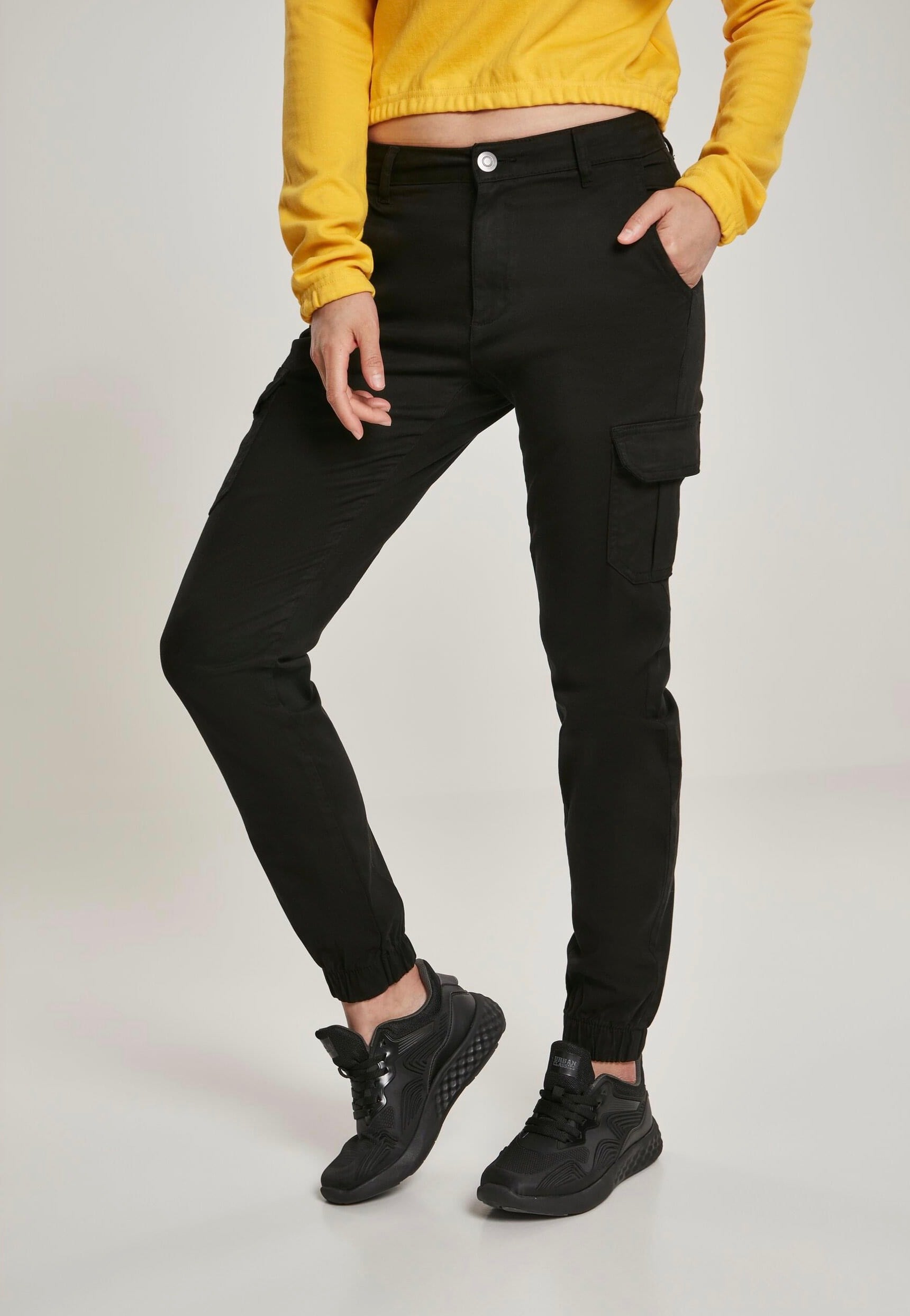 Urban Classics - Ladies High Waist Cargo Black - Pants | Women-Image