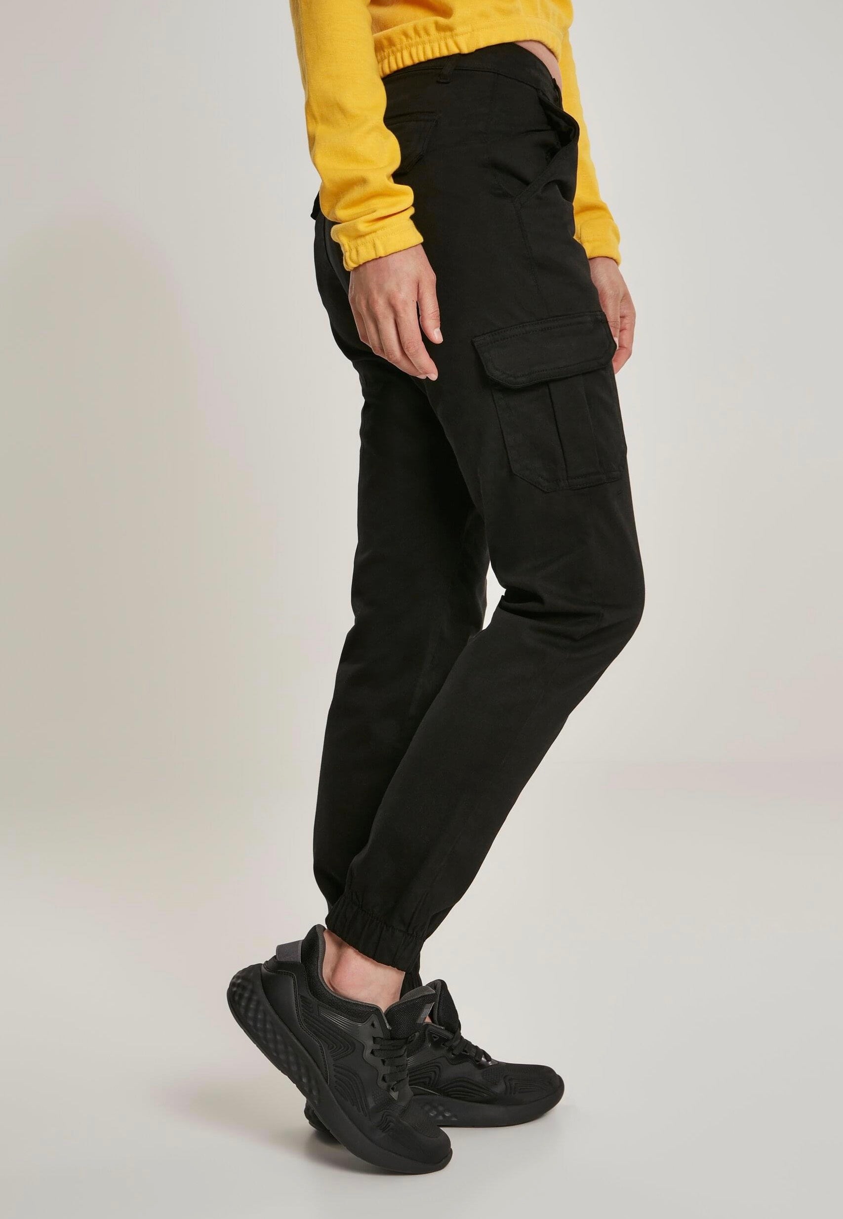 Urban Classics - Ladies High Waist Cargo Black - Pants | Women-Image