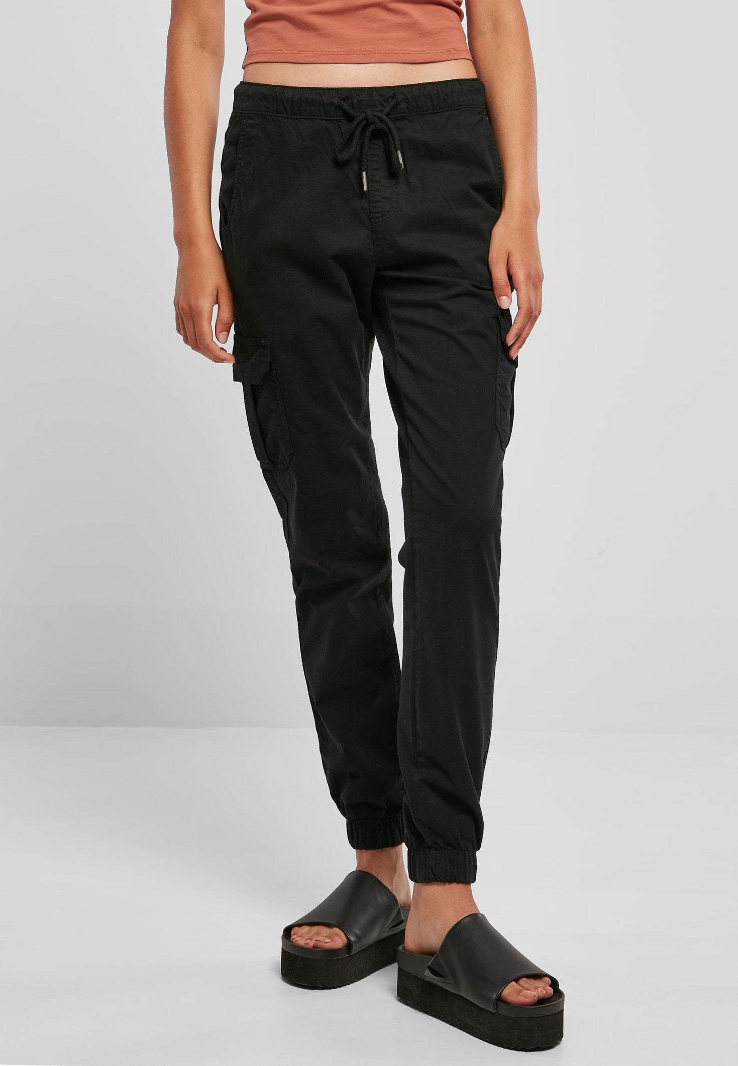 Urban Classics - Ladies High Waist Cargo Black - Pants