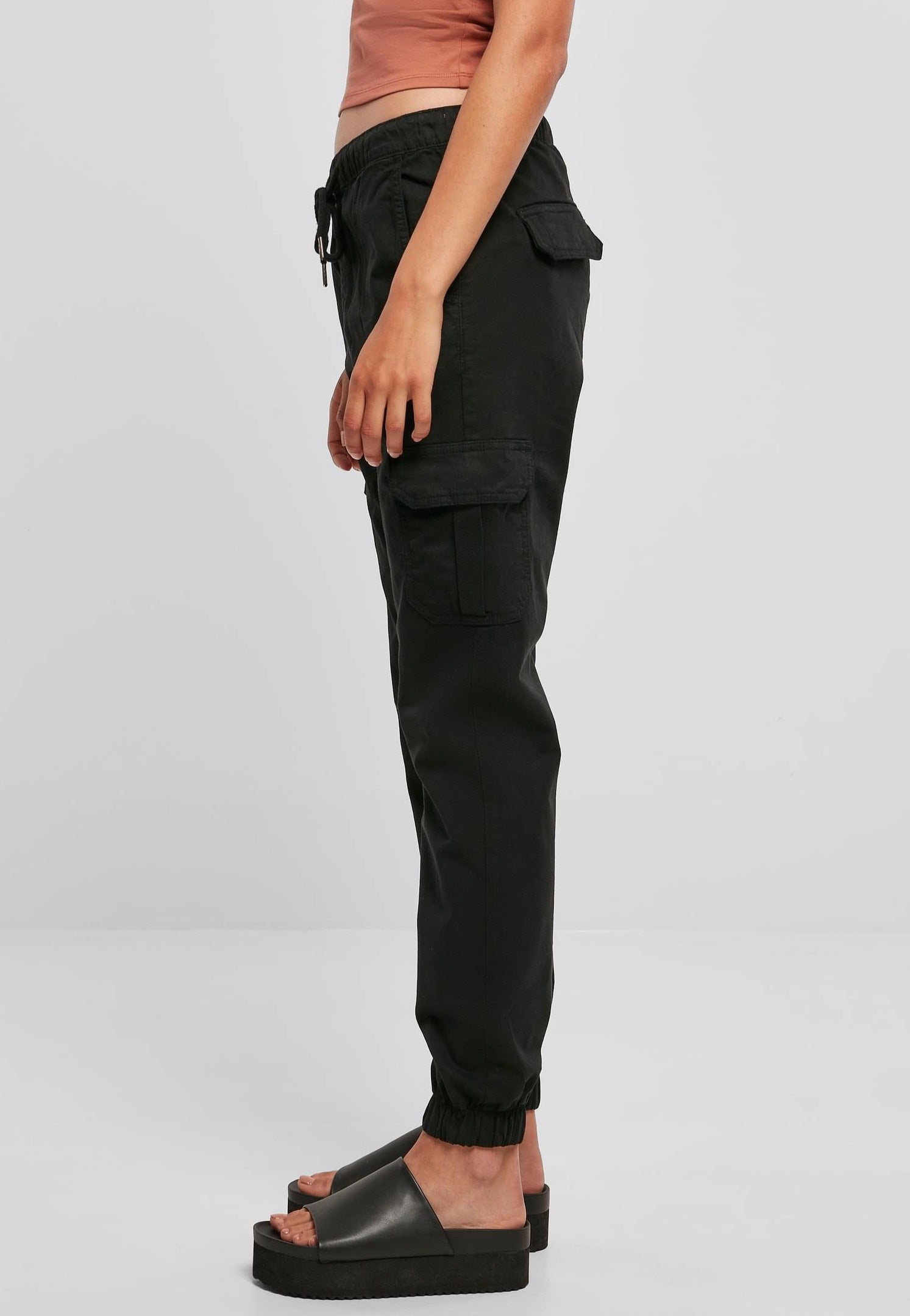 Urban Classics - Ladies High Waist Cargo Black - Pants | Women-Image