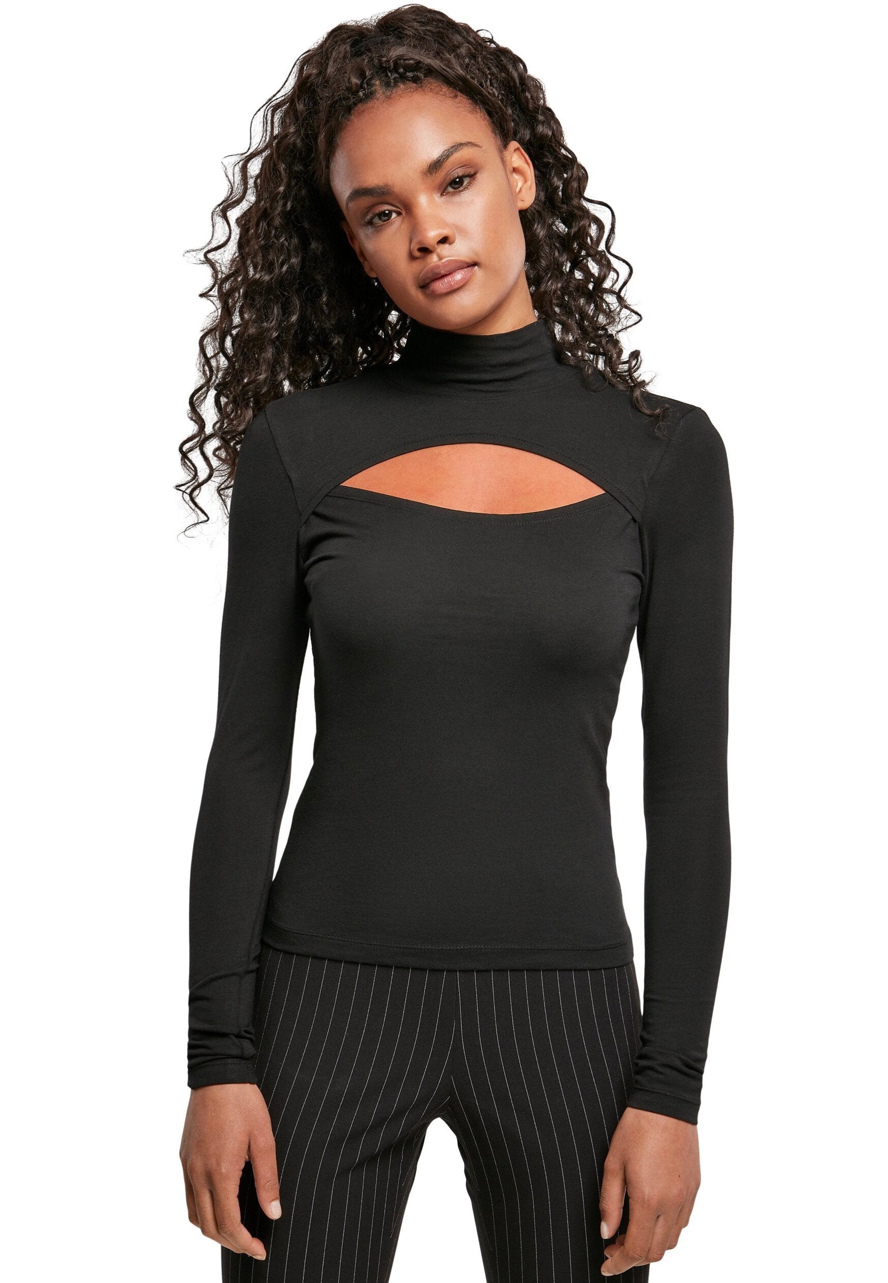 Urban Classics - Ladies Cut-Out Turtleneck Black - Longsleeve | Women-Image