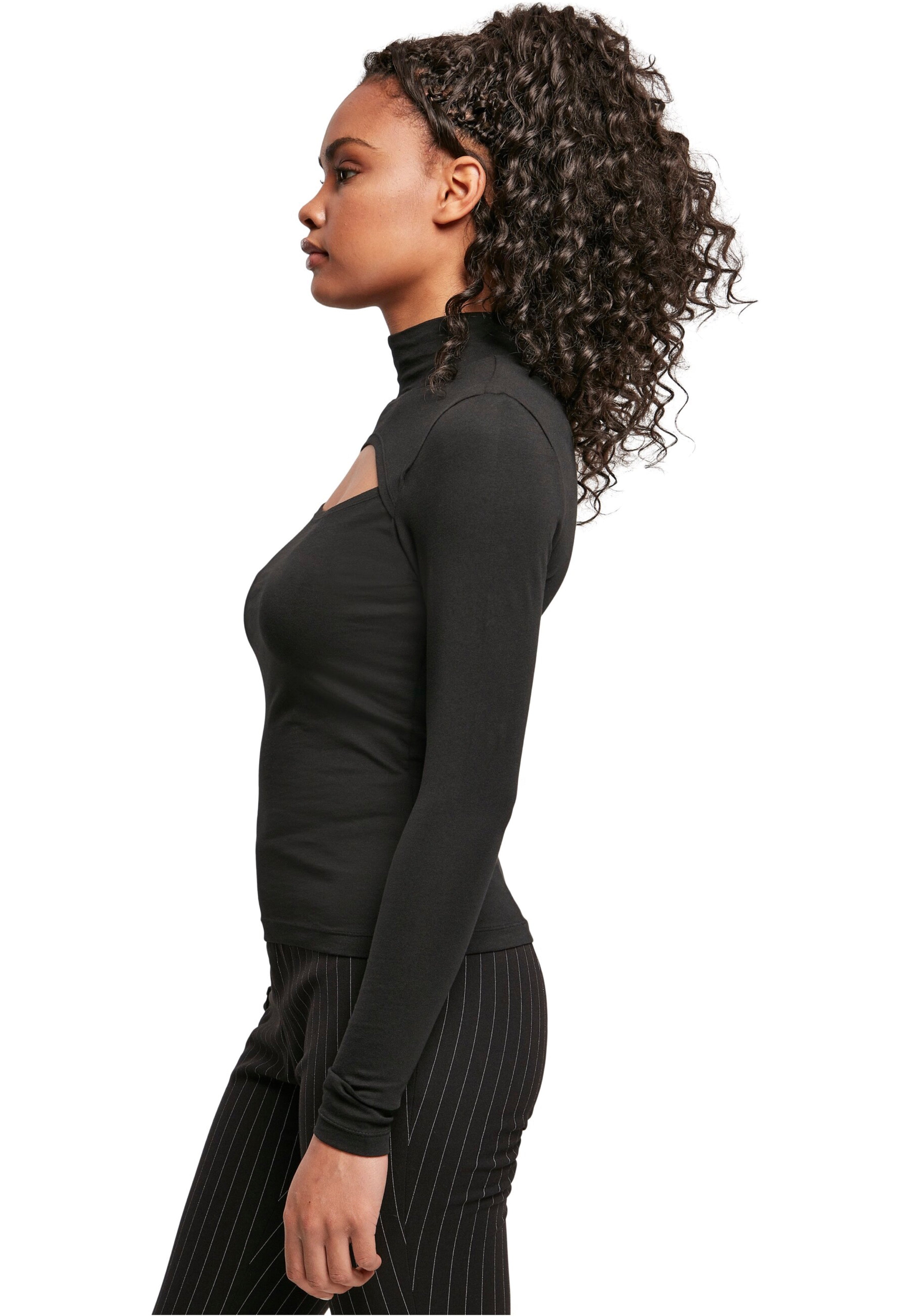 Urban Classics - Ladies Cut-Out Turtleneck Black - Longsleeve | Women-Image