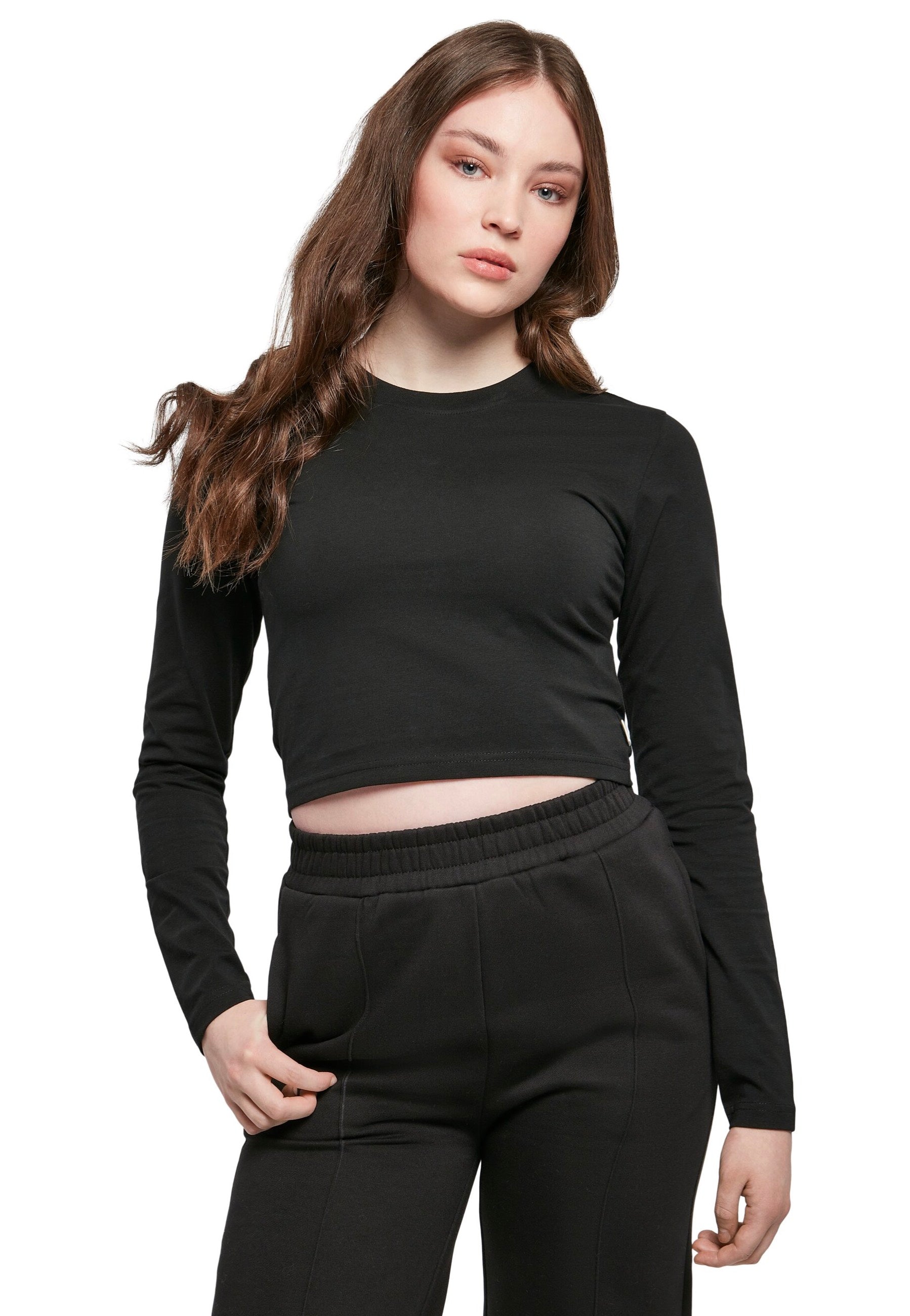 Urban Classics - Ladies Organic Cropped Black - Longsleeve | Women-Image