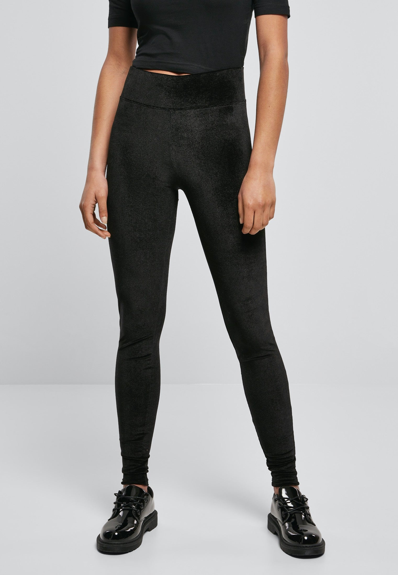 Urban Classics - Ladies High Waist Velvet Black - Leggings | Women-Image