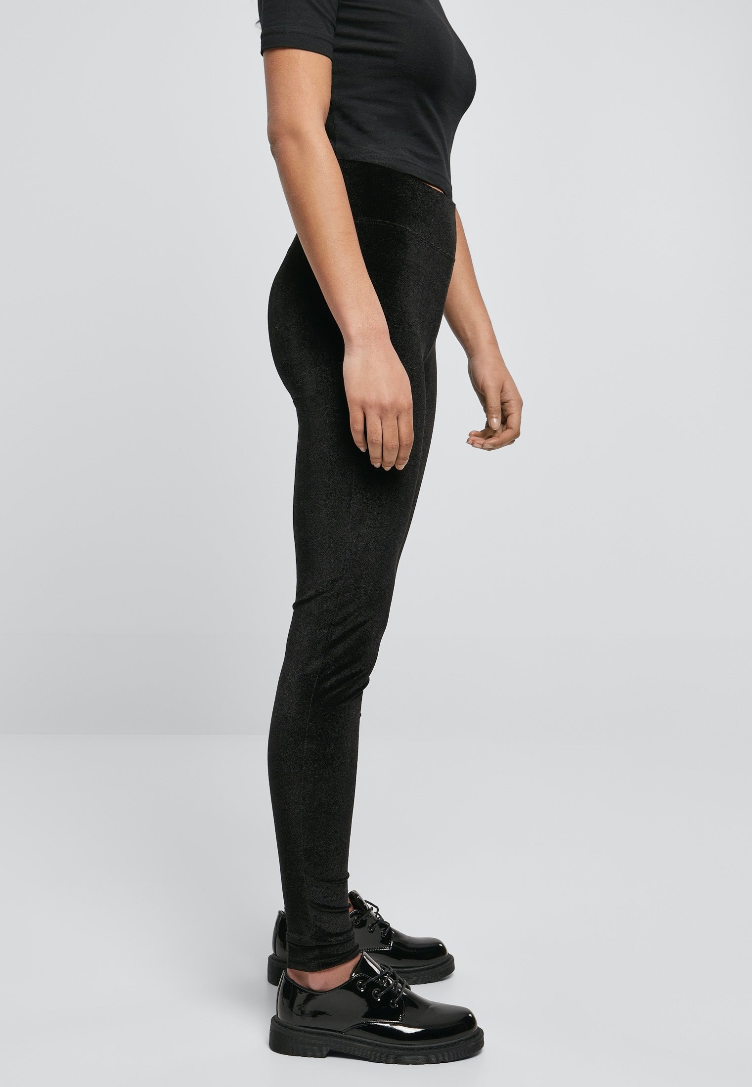 Urban Classics - Ladies High Waist Velvet Black - Leggings | Women-Image