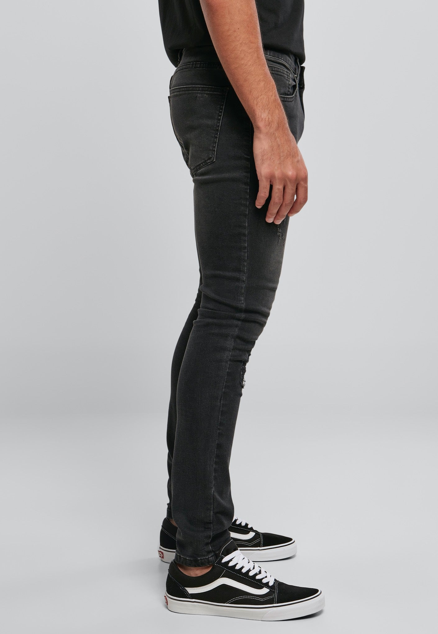 Urban Classics - Heavy Destroyed Slim Fit Real Black Heavy Washed - Jeans | Men-Image