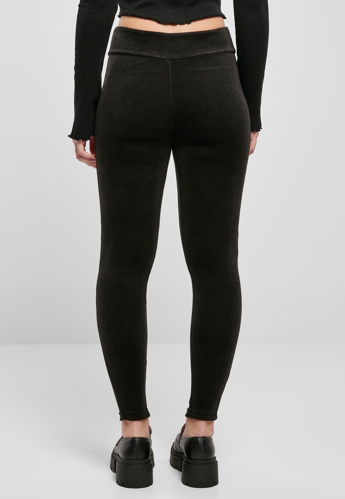 Urban Classics - Ladies High Waist Rib Black - Leggings | Women-Image