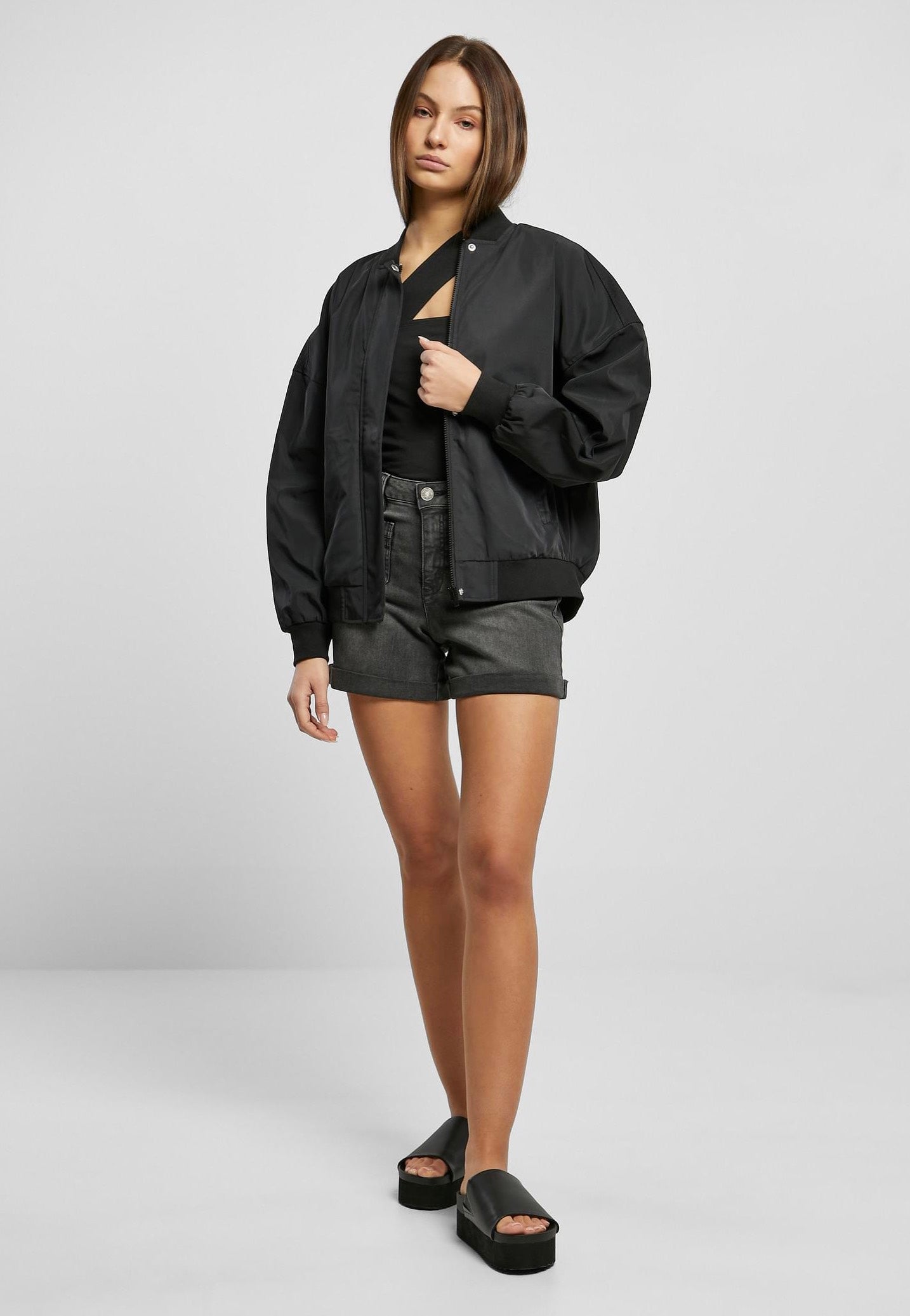 Urban Classics - Ladies Recycled Oversized Light Bomber Black - Jacket | Women-Image