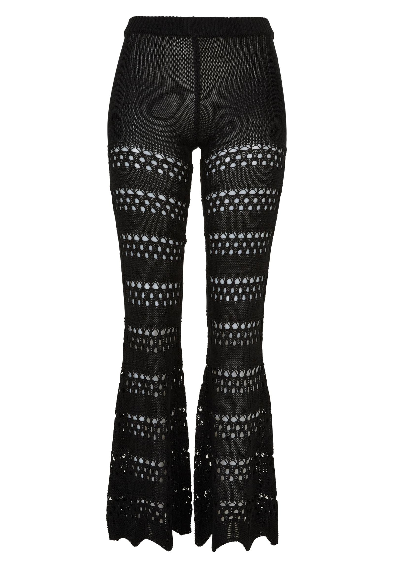 Urban Classics - Ladies Flared Crochet Knit Black - Pants | Women-Image