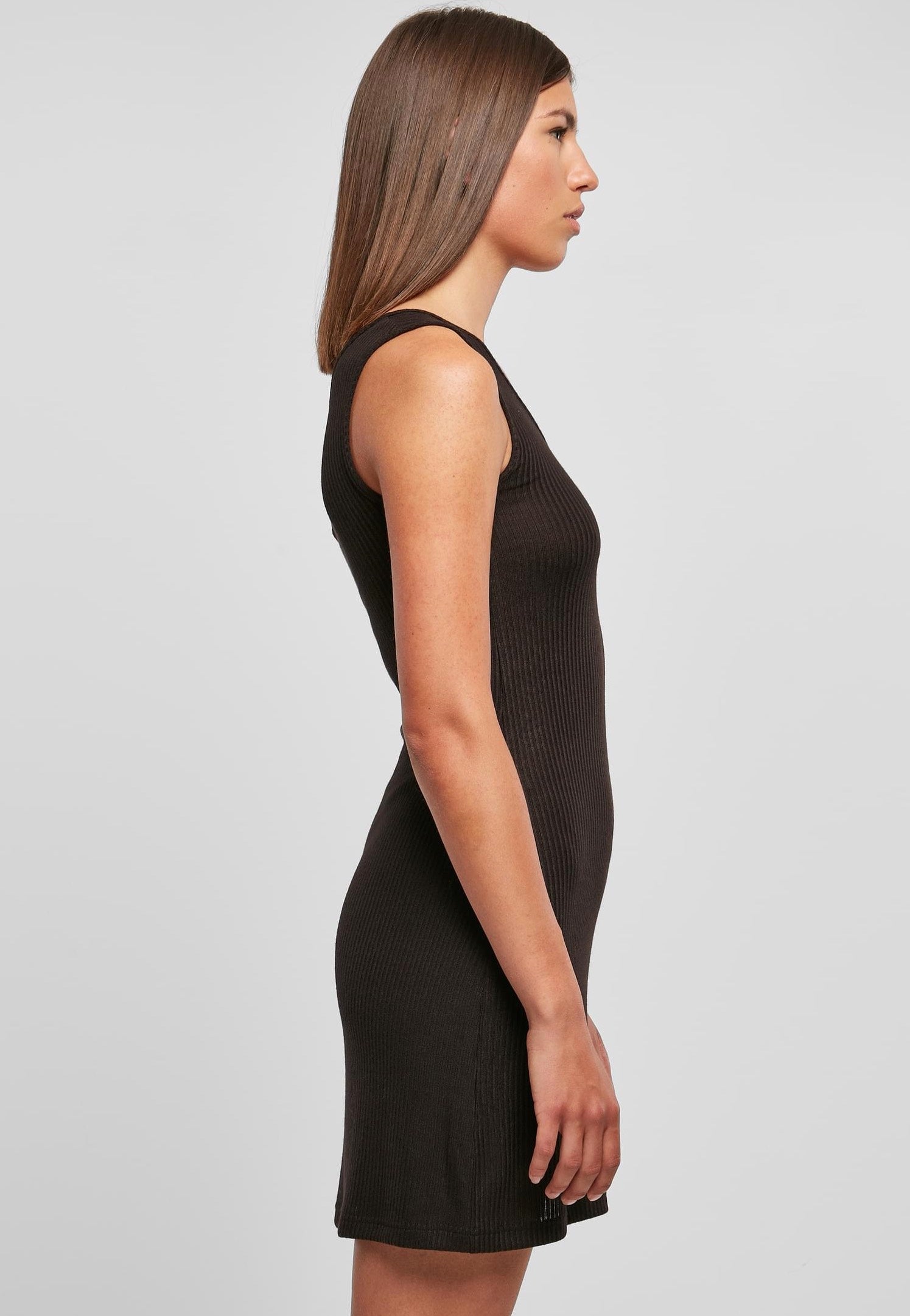 Urban Classics - Ladies Rib One Shoulder Black - Dress | Women-Image