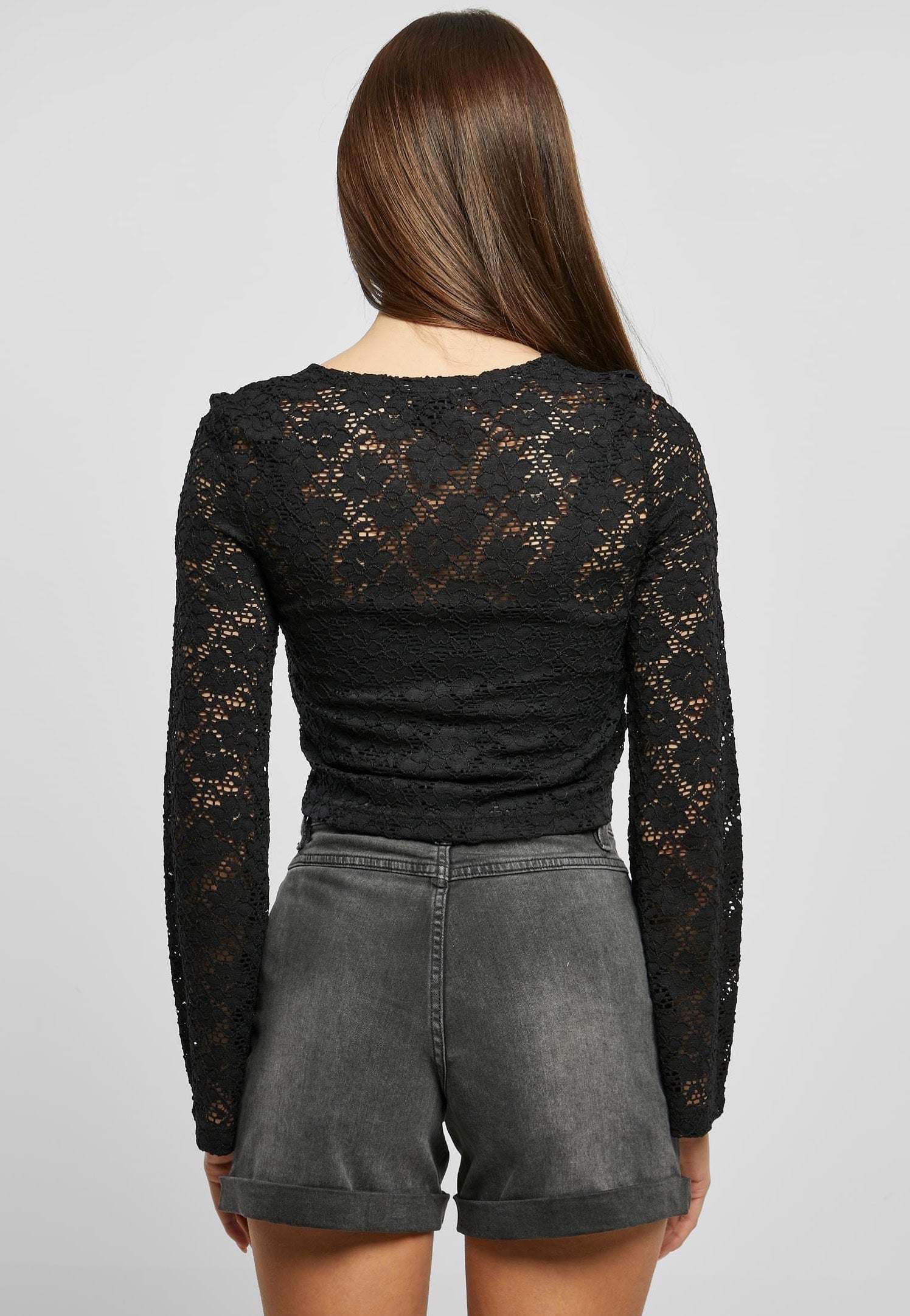 Urban Classics - Ladies Cropped Lace Black - Top | Women-Image