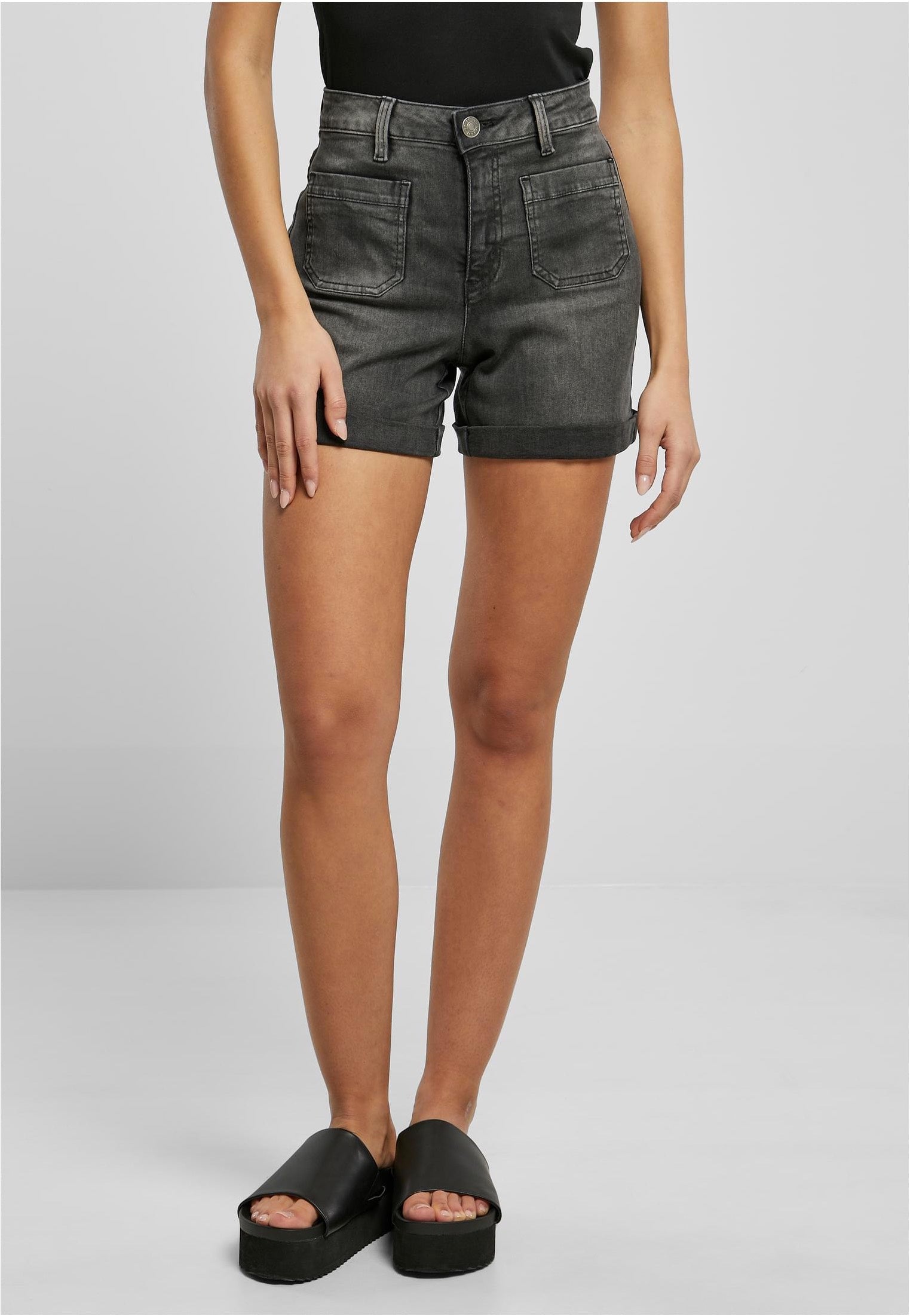 Urban Classics - Ladies Vintage Denim Black Washed - Shorts | Women-Image