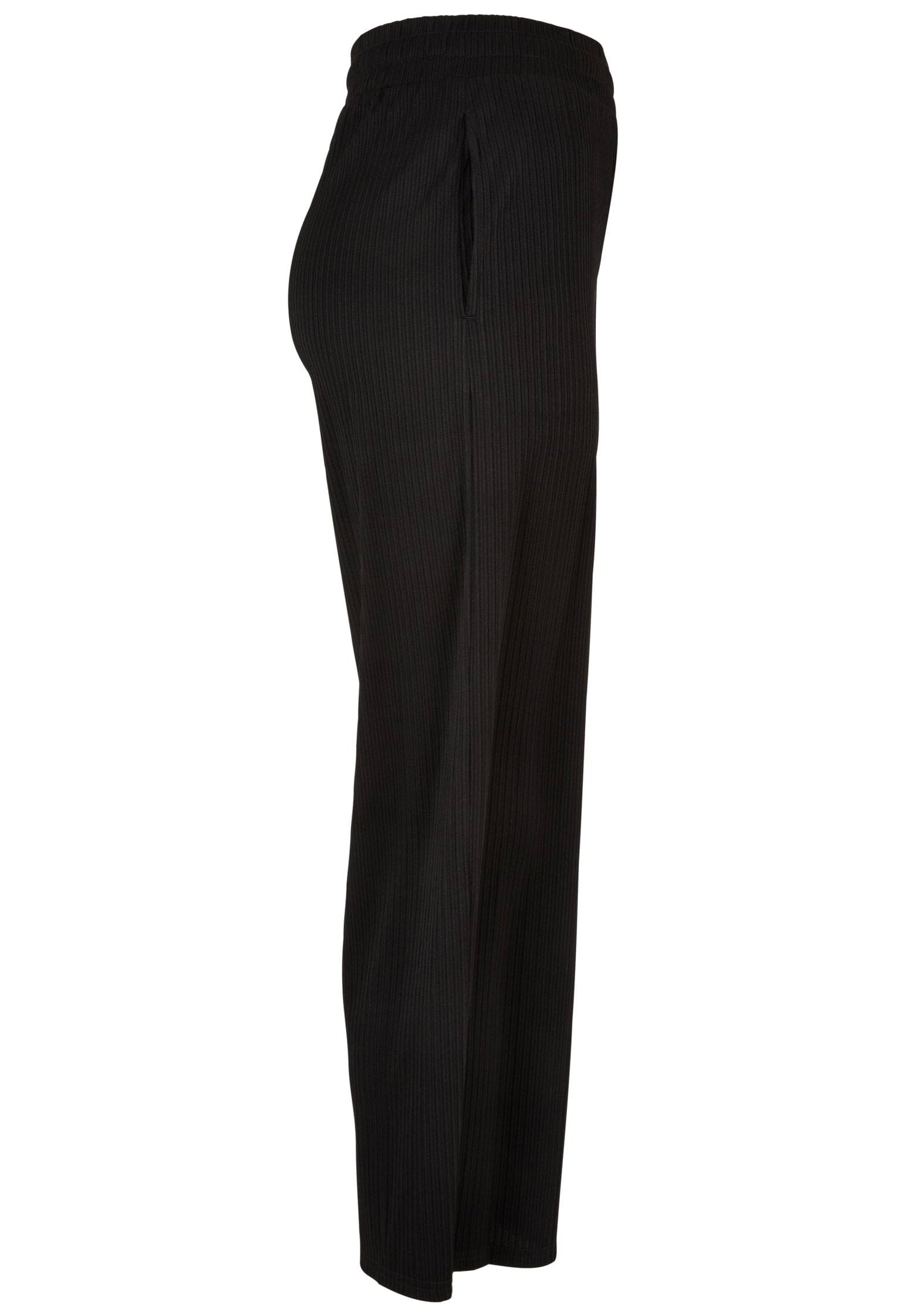 Urban Classics - Ladies Straight Leg Rib Interlock Black - Pants | Women-Image