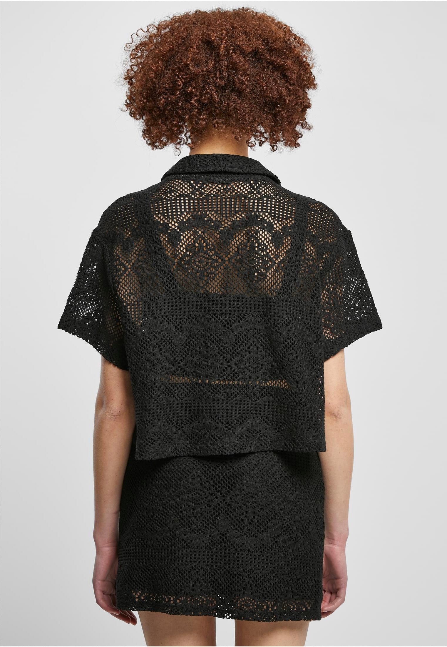 Urban Classics - Ladies Crochet Lace Resort Black - Shirt | Women-Image