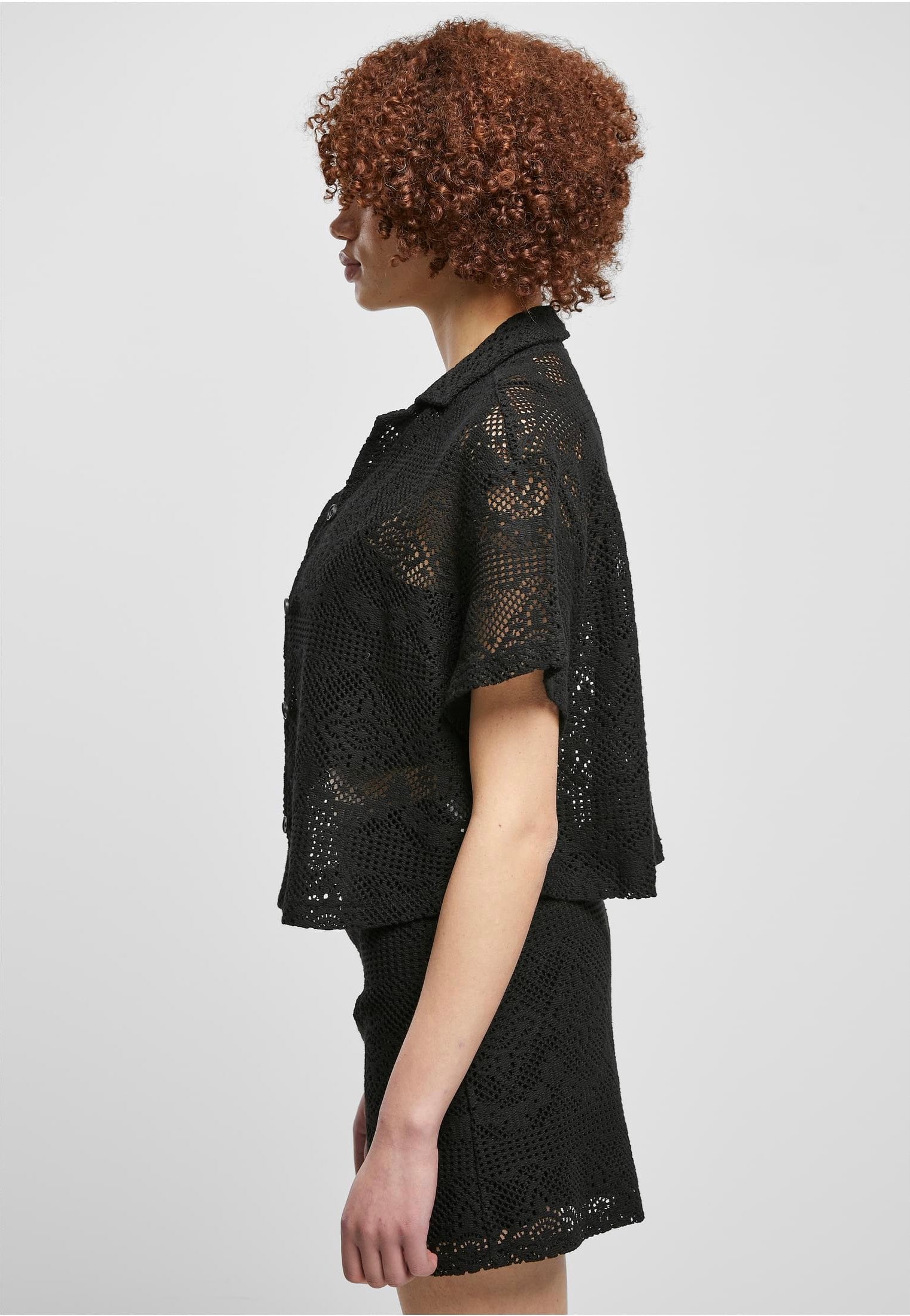 Urban Classics - Ladies Crochet Lace Resort Black - Shirt | Women-Image