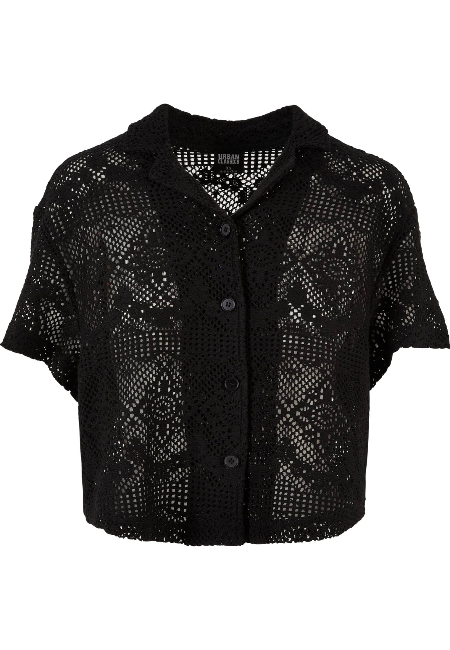 Urban Classics - Ladies Crochet Lace Resort Black - Shirt | Women-Image