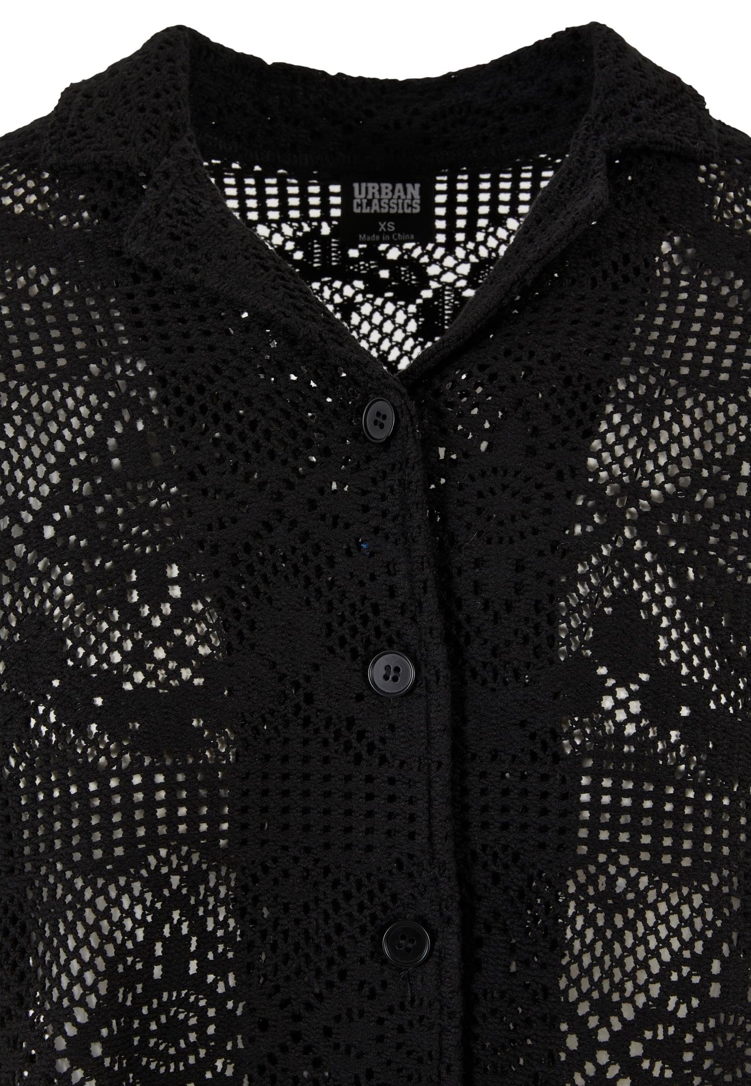 Urban Classics - Ladies Crochet Lace Resort Black - Shirt | Women-Image