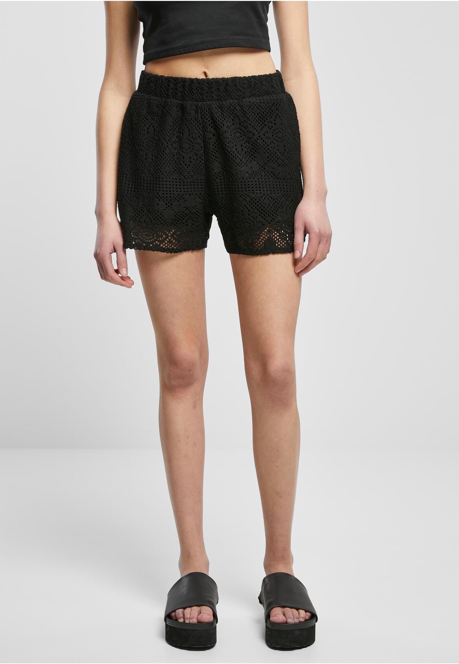 Urban Classics - Ladies Crochet Lace Resort Black - Shorts | Women-Image