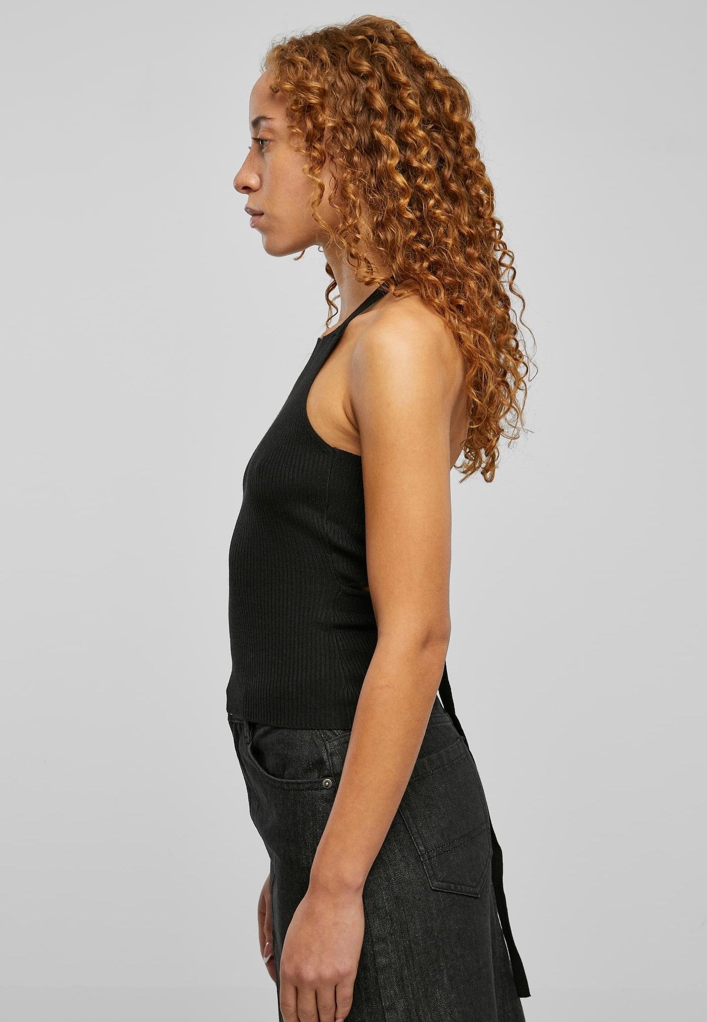 Urban Classics - Ladies Rib Knit Crossed Back Black - Top | Women-Image