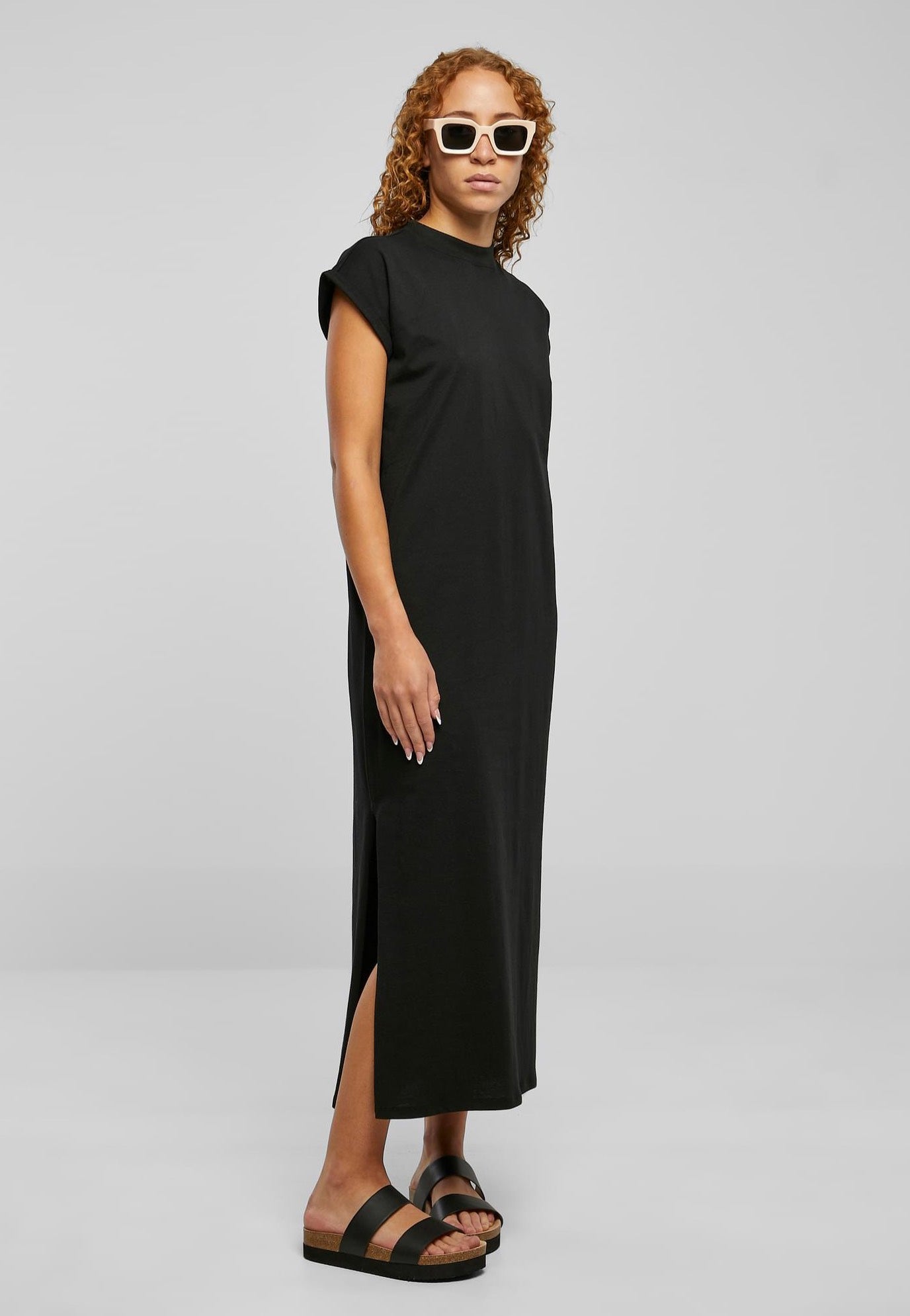 Urban Classics - Ladies Long Extended Shoulder Black - Dress | Women-Image