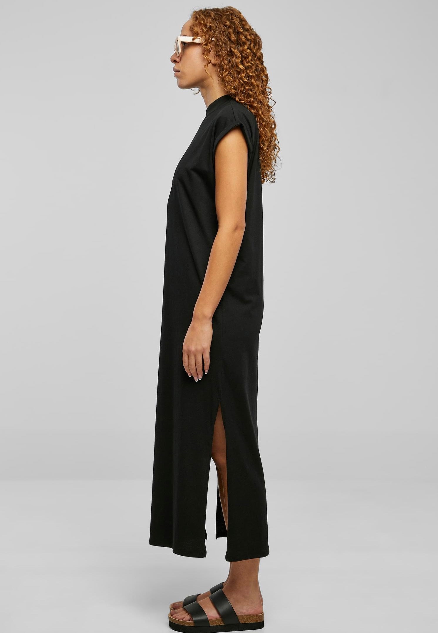 Urban Classics - Ladies Long Extended Shoulder Black - Dress | Women-Image