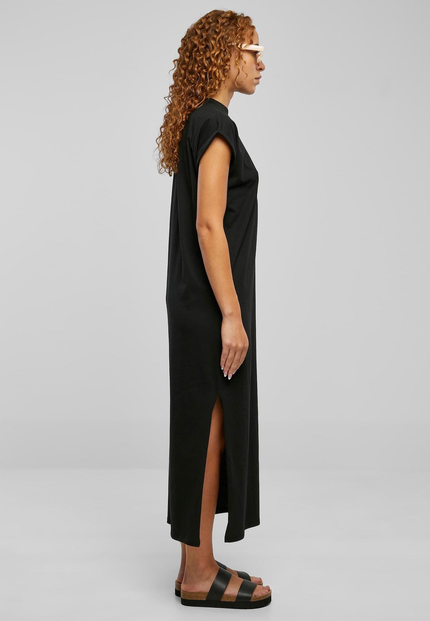 Urban Classics - Ladies Long Extended Shoulder Black - Dress | Women-Image